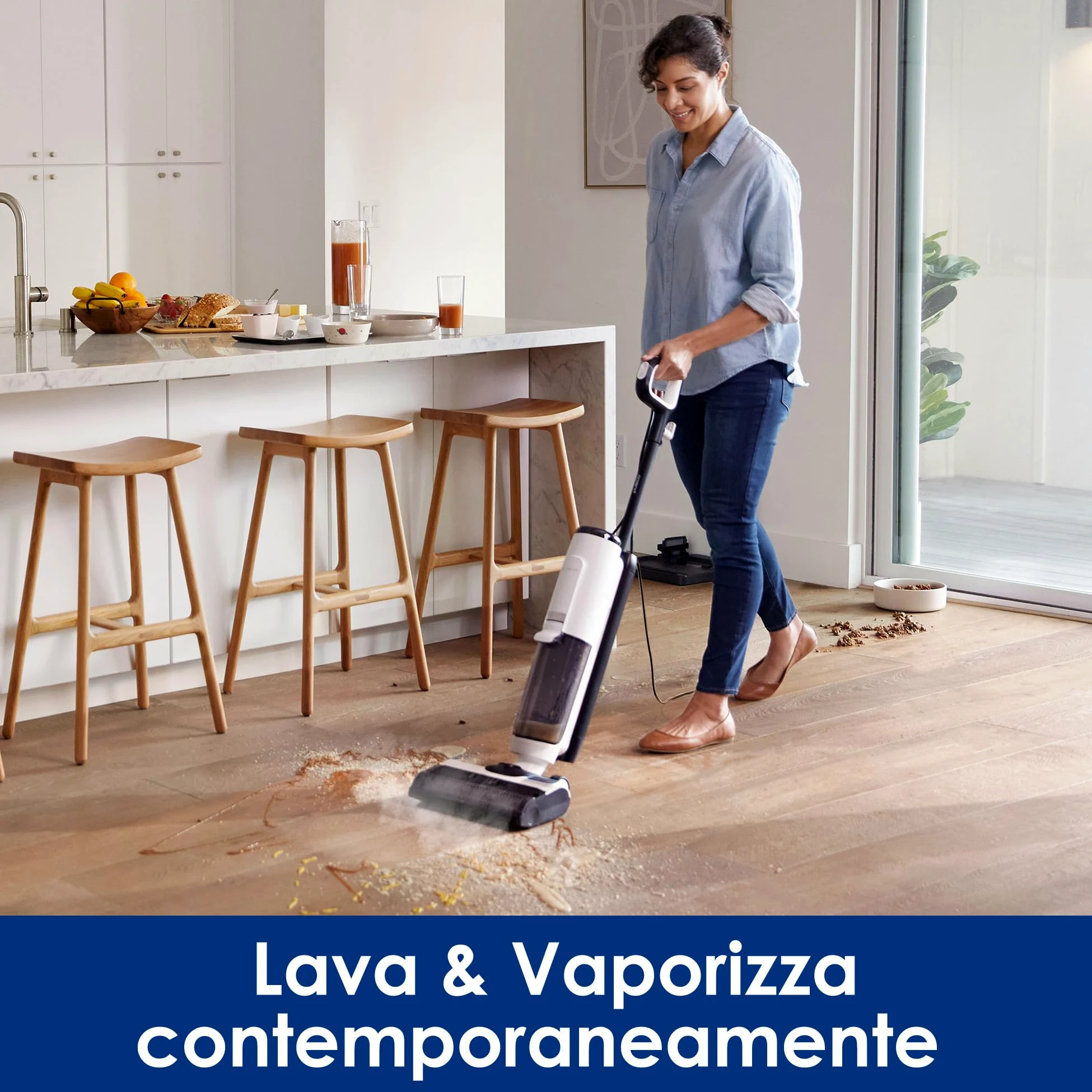Tineco FLOOR ONE S5 STEAM Aspirapolvere Lavapavimenti Intelligente e Pulitore a Vapore per Pavimenti Duri con Display Smart