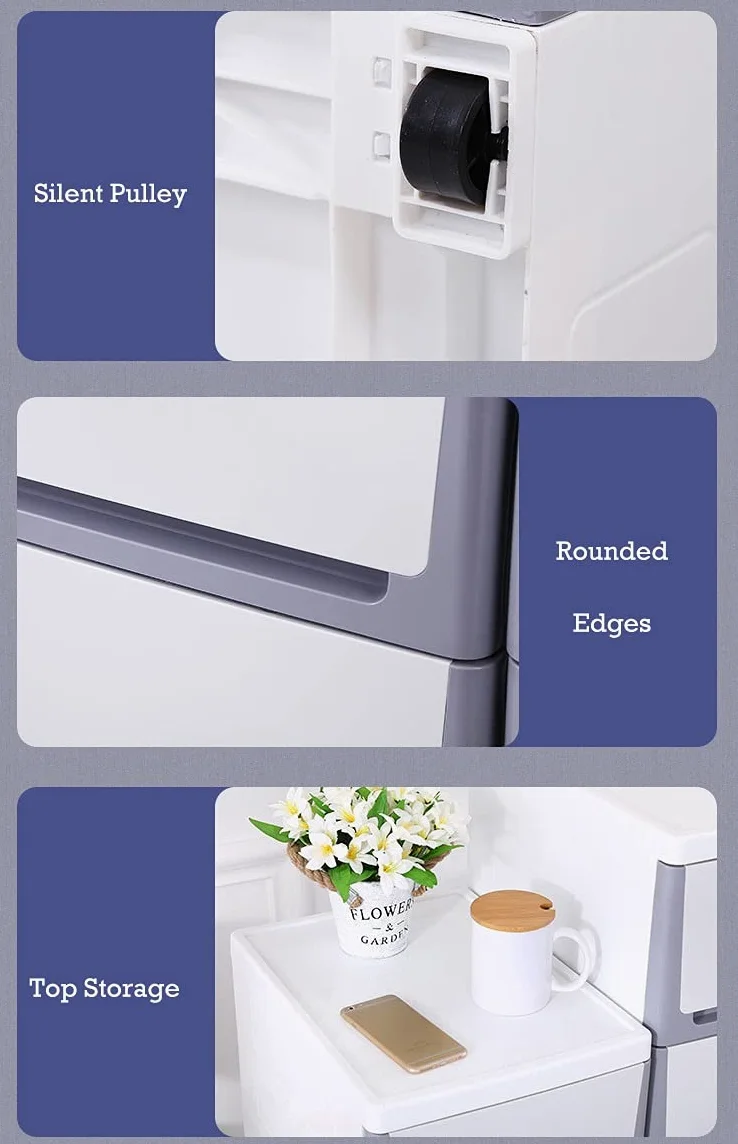 Cassettiera larga 20 cm per bagno, comodino, armadio da cucina con spazio stretto (bianco grigio 7 strati)