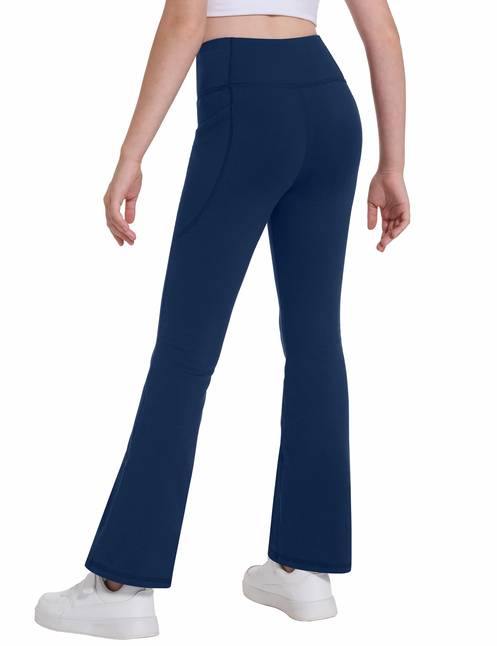 Desol Leggings svasati foderati in pile con tasche a vita alta pantaloni da yoga invernali a campana