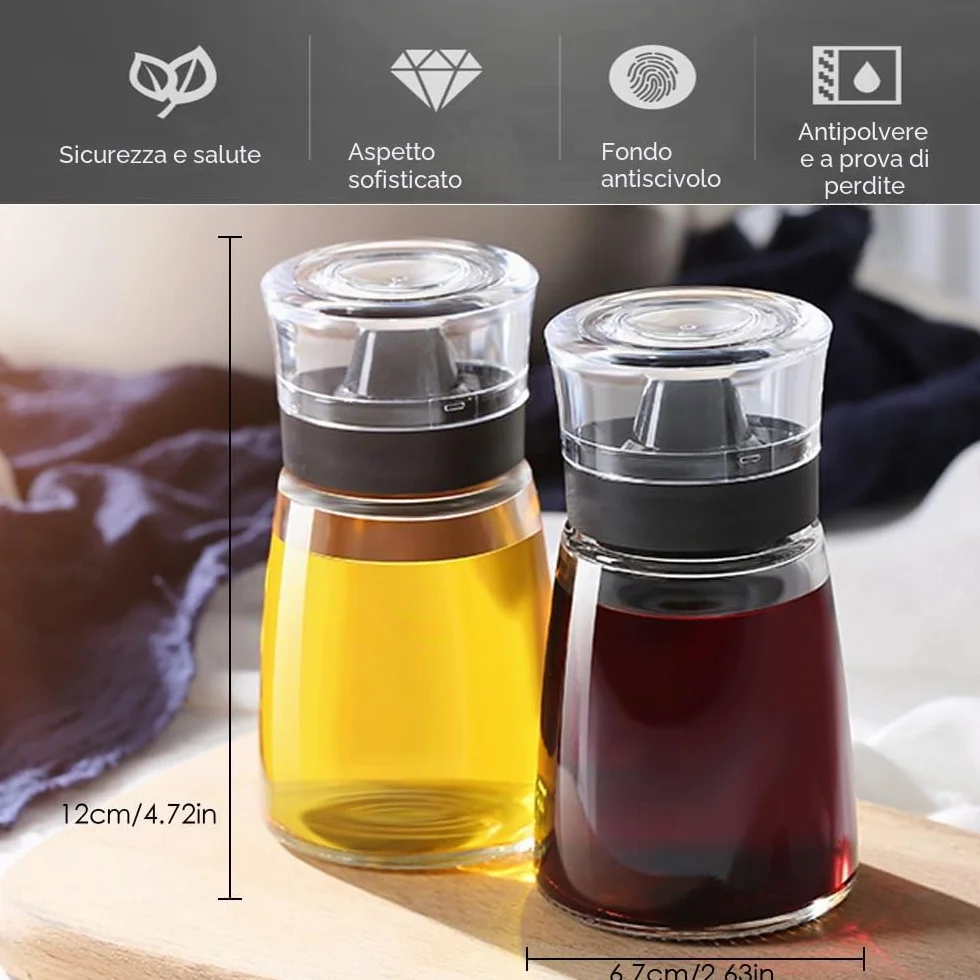 Bottiglia Dispenser di Olio a Prova di Perdite 160ml Vetro per Olio d'Oliva e Aceto