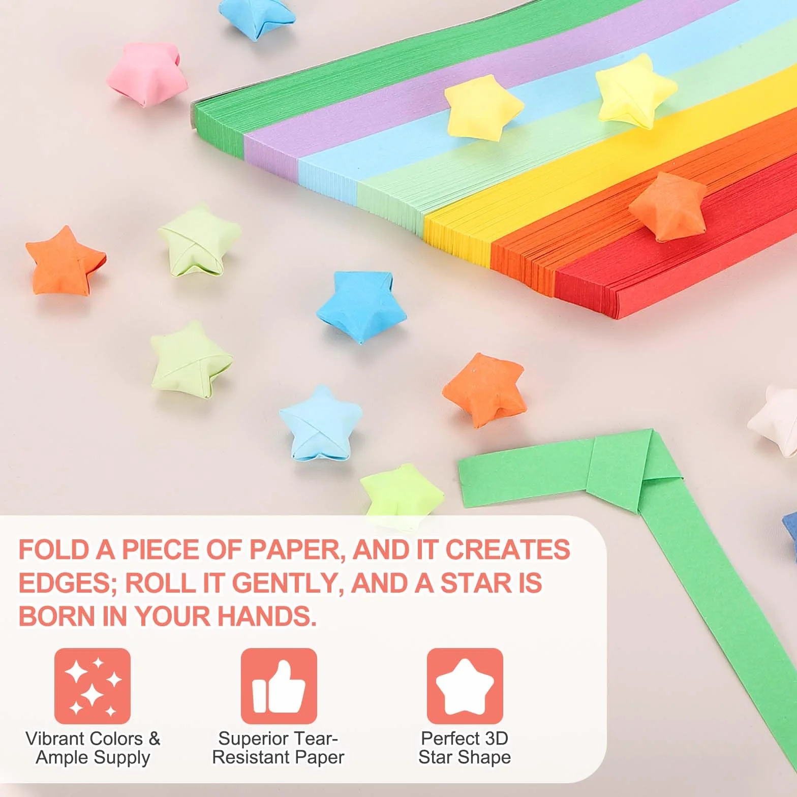 PATIKIL 1080 Fogli Carta Origami Strisce Stelle Blu-Viola 8.6x1/2 Pollice Decorazione