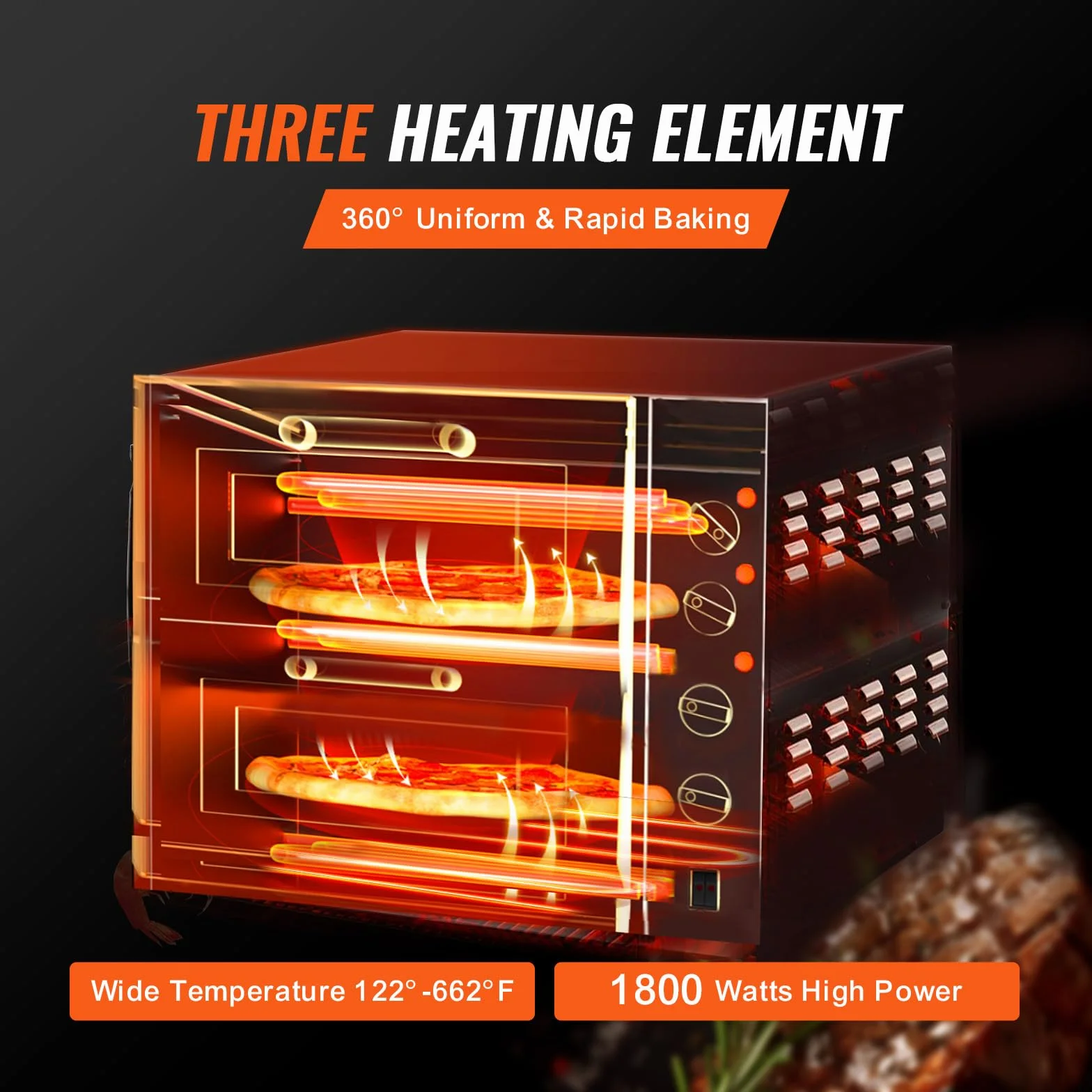 VEVOR Forno Elettrico per Pizza 14 Pollici Forno Elettrico 2 Ripiani per Pizza in Acciaio Inox con Pietra di Pizza Pizzaiolo Multiuso, Forno per Pizza per Interni Ristorante Cottura Casa Cucina