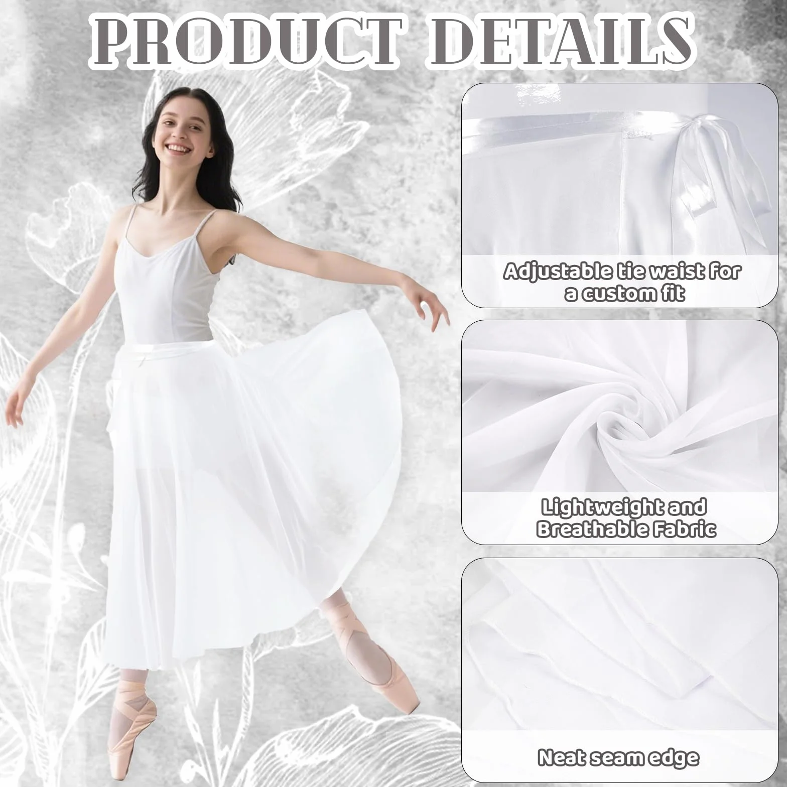 Baisdan Donne Lunghezza Chiffon Gonna Danza Classica Tango Moderno Sala da Ballo Gonna in Tulle