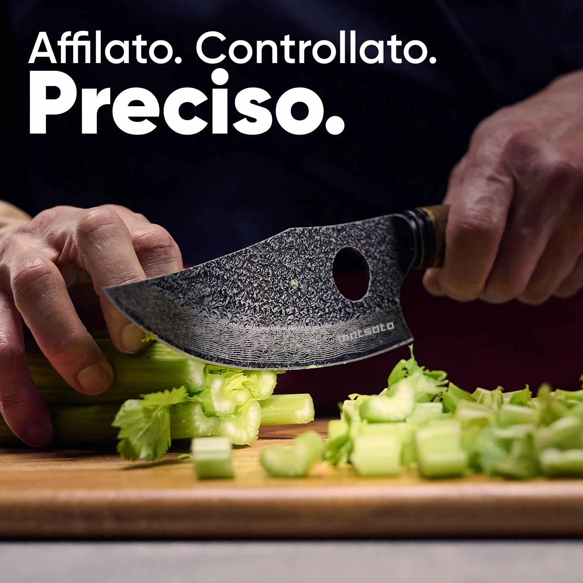 Matsato Osuren Coltello da Cucina Lama Acciaio Giapponese 16cm Damascato Manico Legno
