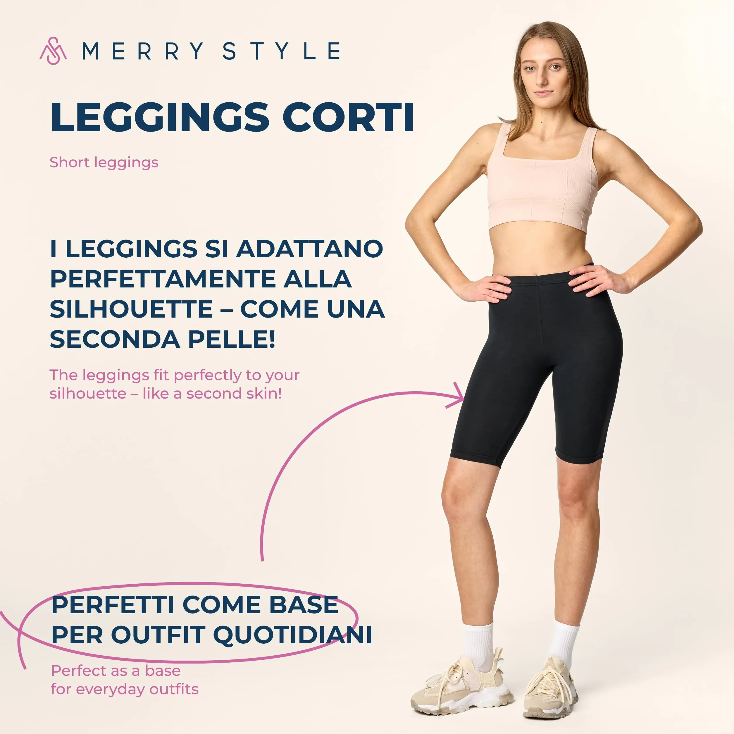 Merry Style Leggings Corti Pantaloncini Donna MS10-145