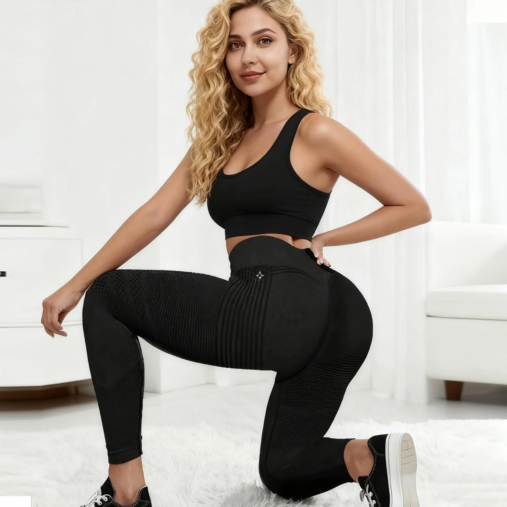 Leggins Anticellulite Donna Compressione Push Up Vita Alta Opachi Yoga Fitness