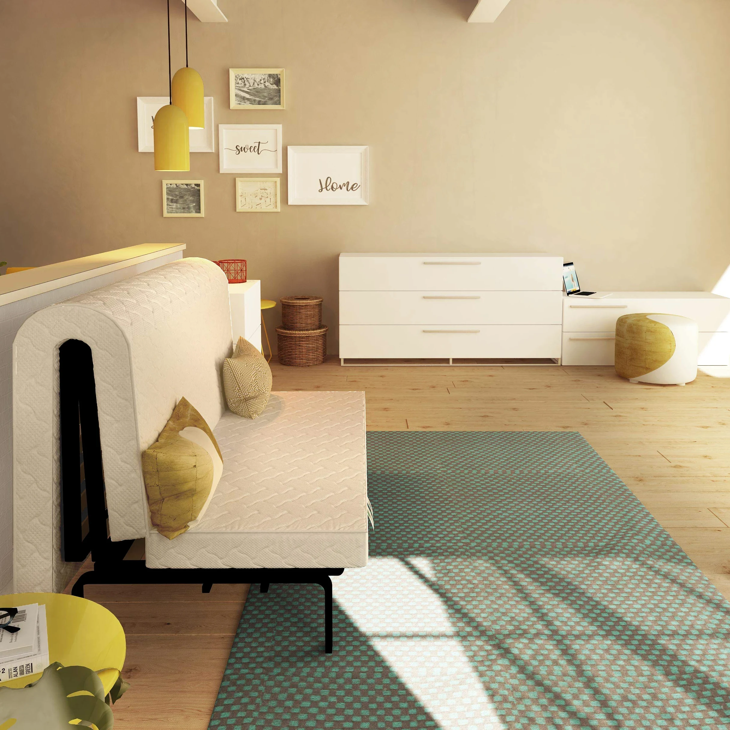 Baldiflex Materasso per Divano Letto Brio Pronto Letto, con Piega su Seduta, Ortopedico, ergonomico, Anallergico, 160x190x10cm