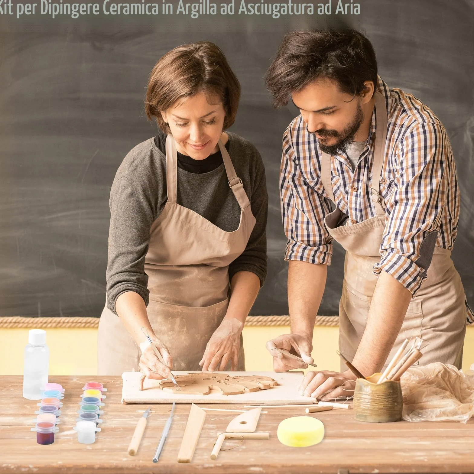 JelyArt Ceramica Fai da te Kit Argilla Senza Cottura Creativo Adulti Include Argilla Strumenti Sculpting Vernice Timbri Alfabetici Guida