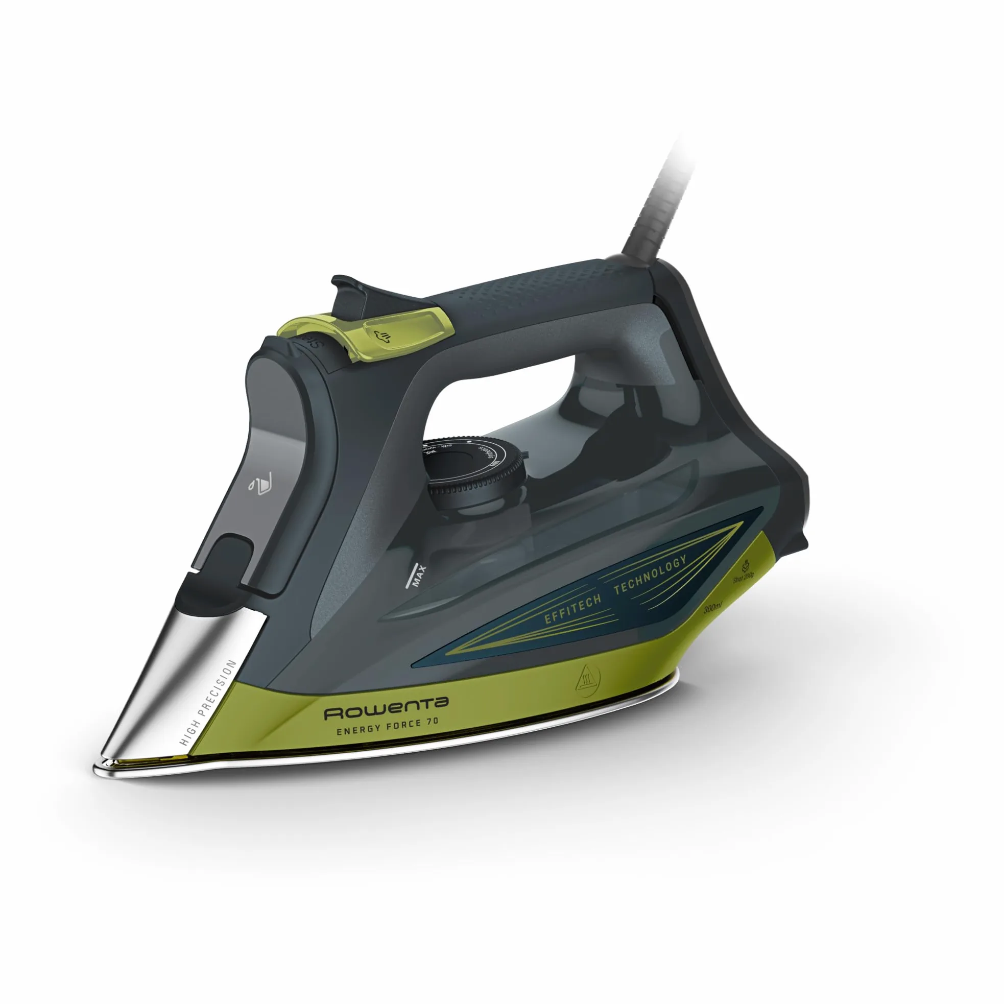 Rowenta Energy Force 70, Ferro a Vapore Potente, Getto di Vapore 200 g/min, Risparmio Energetico Fino al 50%, Stiratura Verticale, con Ampio Serbatoio e Punta di Precisione, DW7731