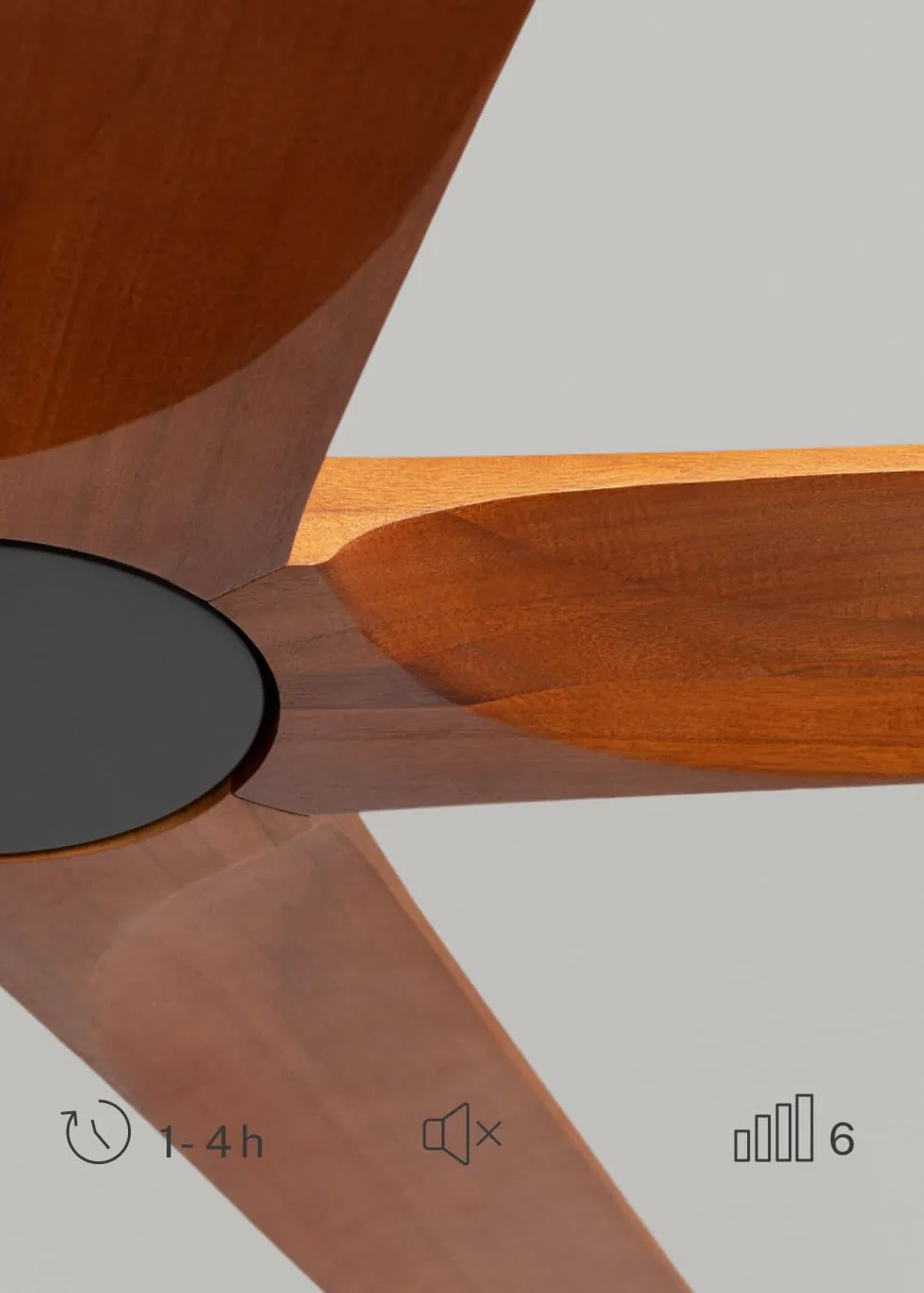 CREATE / WIND INDUSTRIAL WOOD XXL/Ventilatore da soffitto 100% legno con telecomando / 40W, Silenzioso, Ø183 cm, 6 velocità, programmabile, funzione estate-inverno