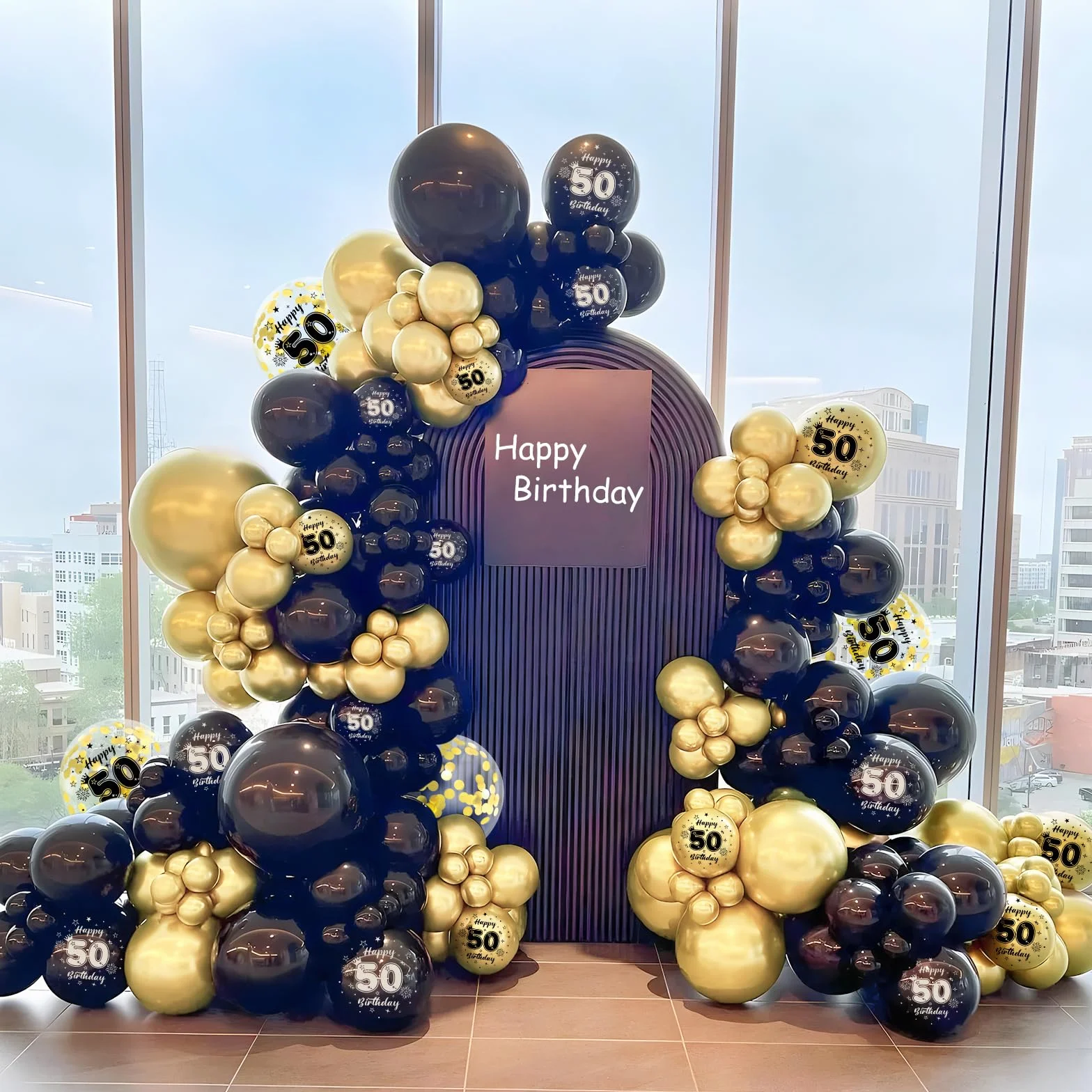 Unisun Palloncini 50° Compleanno, Decorazioni Compleanno 50 Anni per Uomo, Happy Bitrhday Decorazione Oro Nero Palloncini per 50 Anniversario Compleanno Feste Forniture