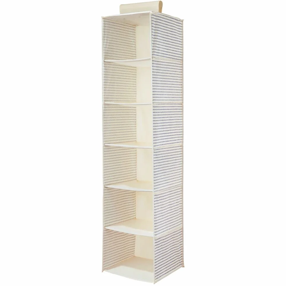 mDesign Organizzatore per armadio da appendere in tessuto 6 ripiani naturale blu cobalto