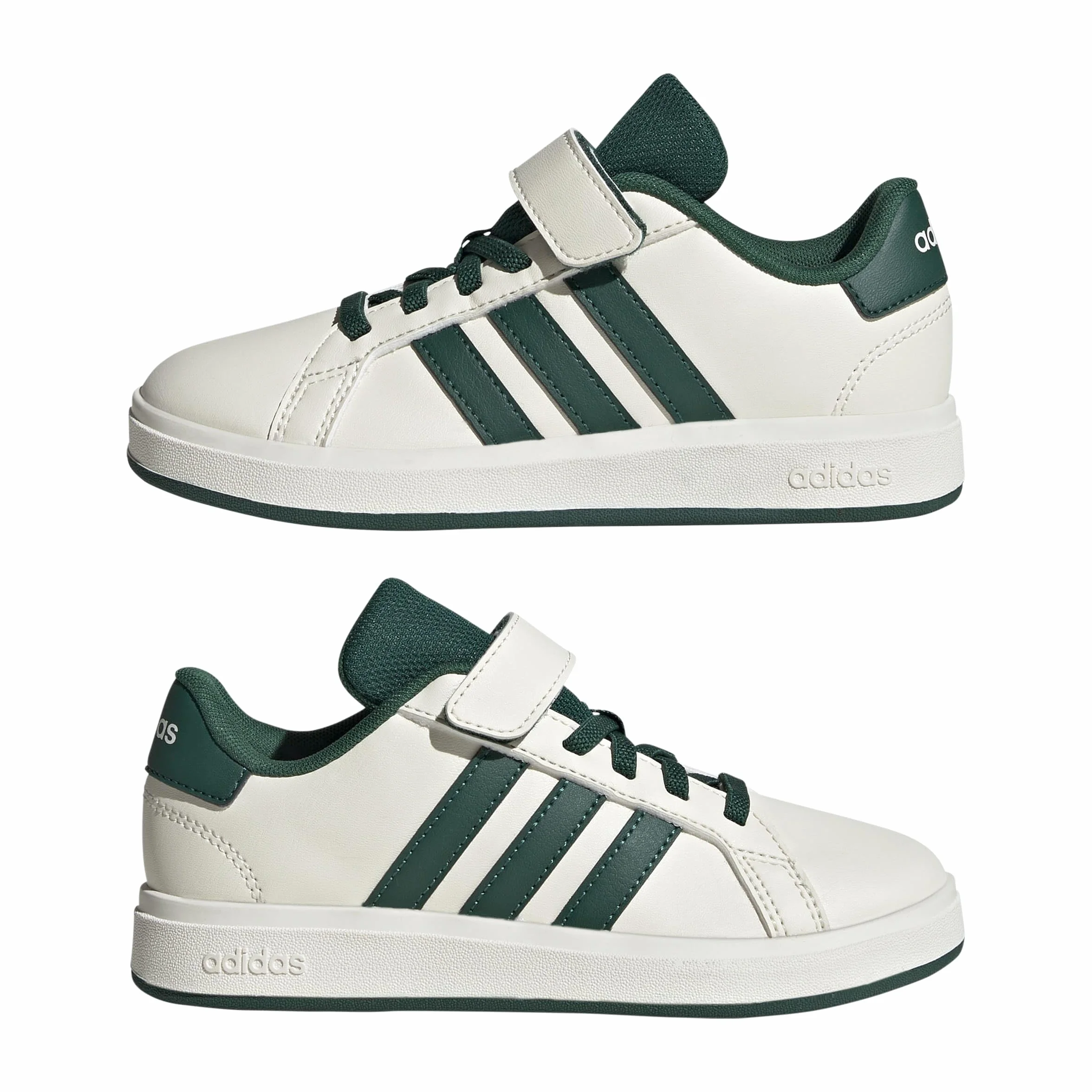 Adidas Unisex - Bambini Grand Court 2.0 Shoes Children, off White/Collegiate Green/Core Black, 34 EU