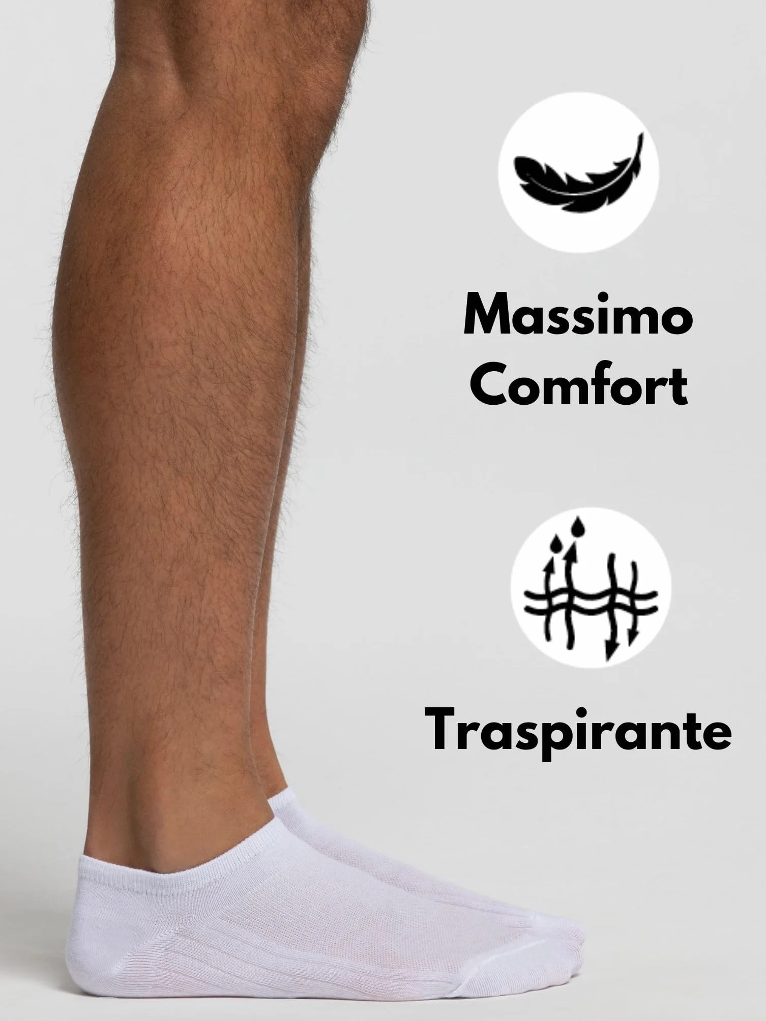 POMPEA 3 Paia Calzini Uomo in Cotone, Calze Corte alla Caviglia con Punta e Tallone Rinforzati