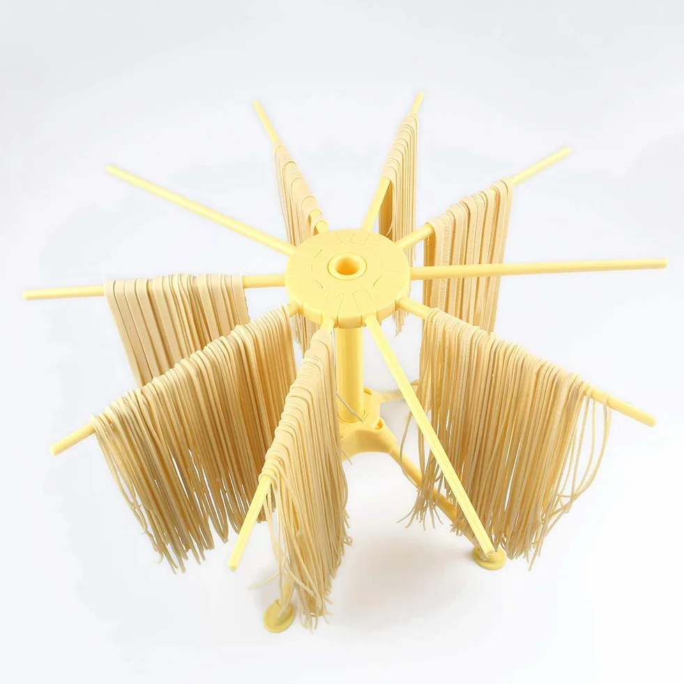 Stendino pieghevole per pasta - Stendino per pasta con essiccatore per noodle domestico da 10 bar - Compatto Facile da riporre Installazione rapida (giallo)