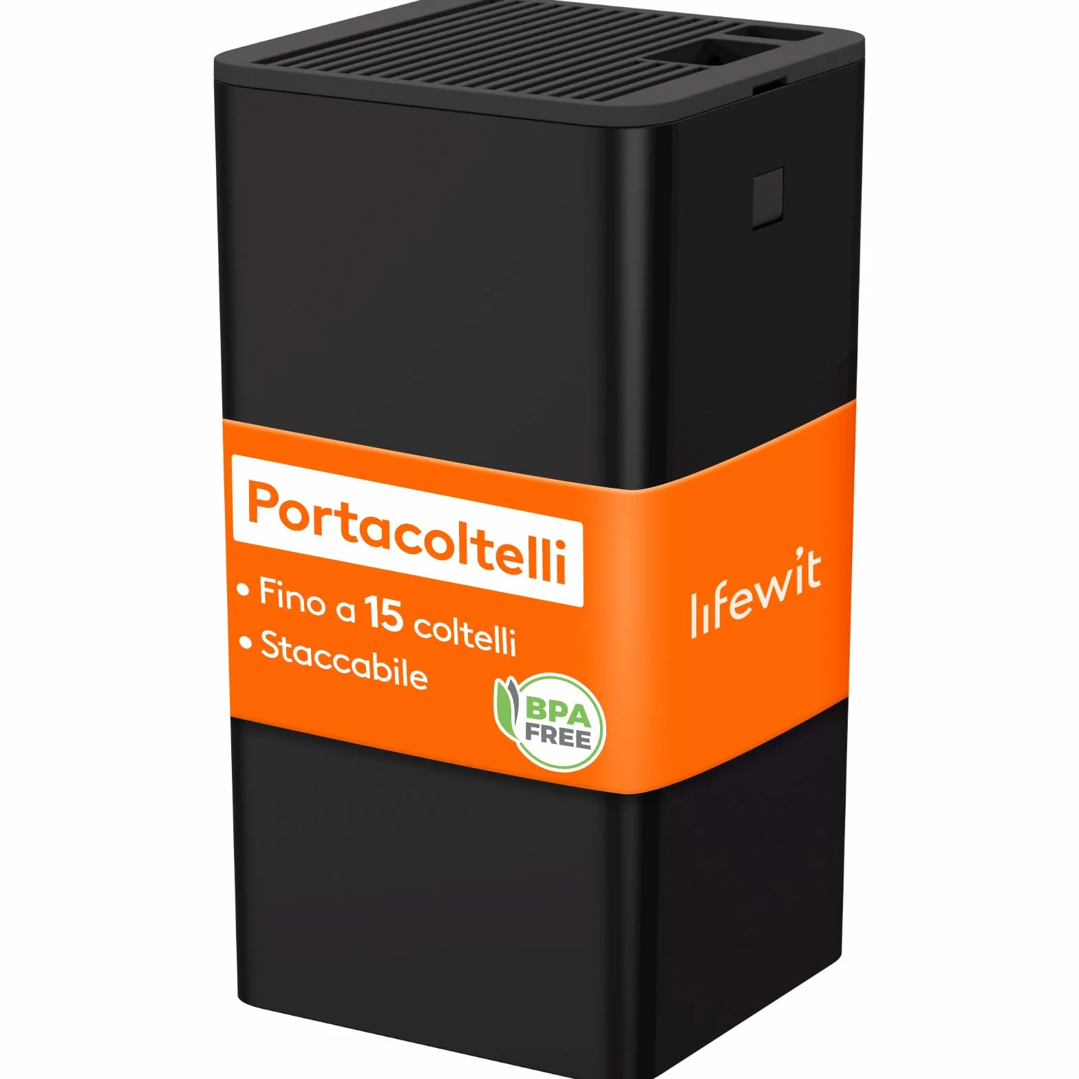 Lifewit Portacoltelli Universale per Fino a 15 Coltelli con Fessura Forbici e Affilacoltelli, Nero