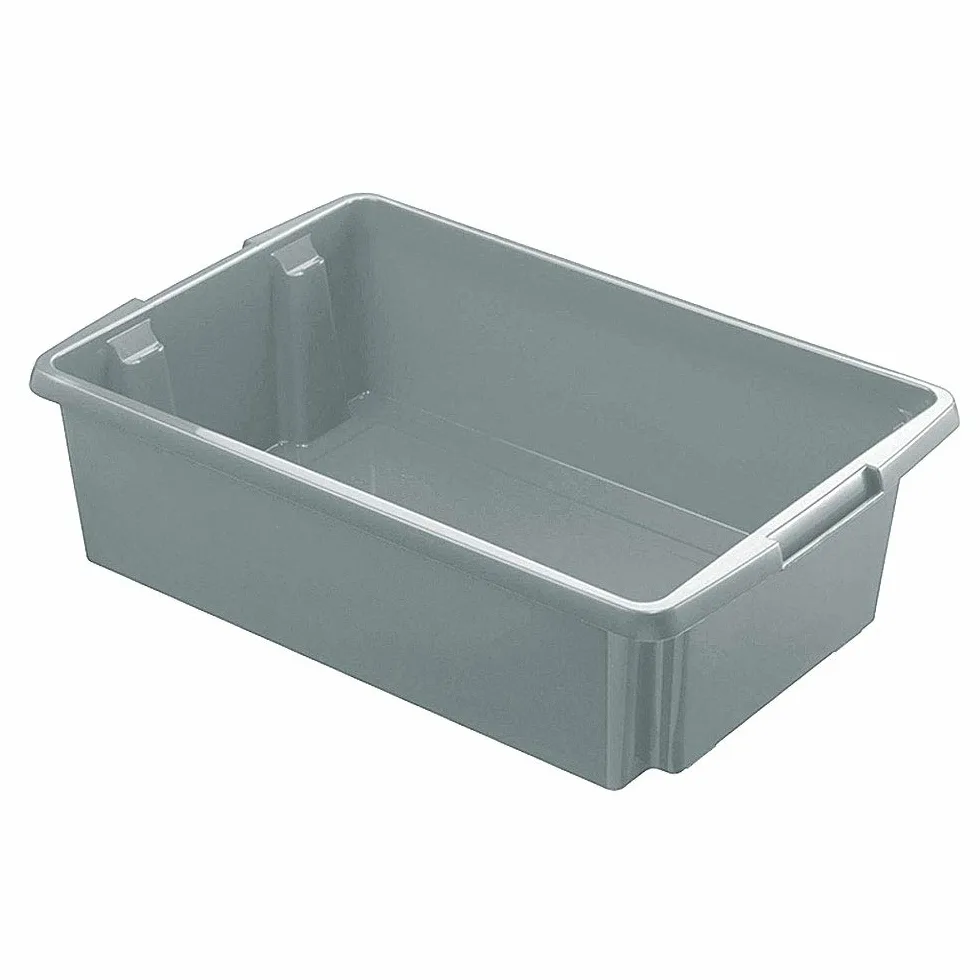 BRB Set di 6 contenitori impilabili per alimenti, dimensioni base 595 x 395 mm, 3 x grigio – 30 litri, 3 x grigio – 51 litri