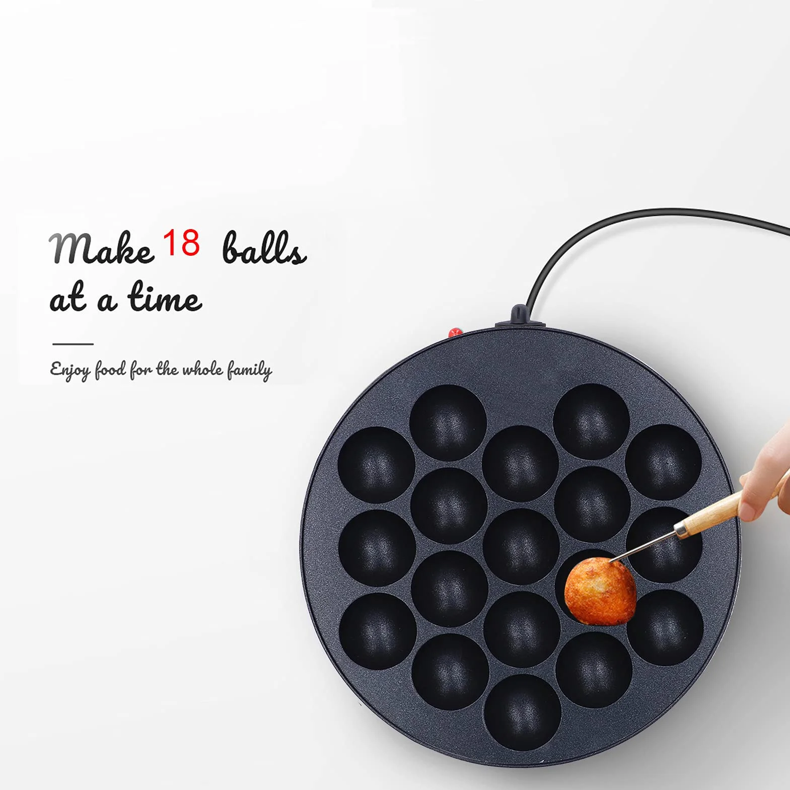 Creatore di Takoyaki Portatile Teglia Elettrica 18 Stampi Antiaderenti 220-240V Compatto