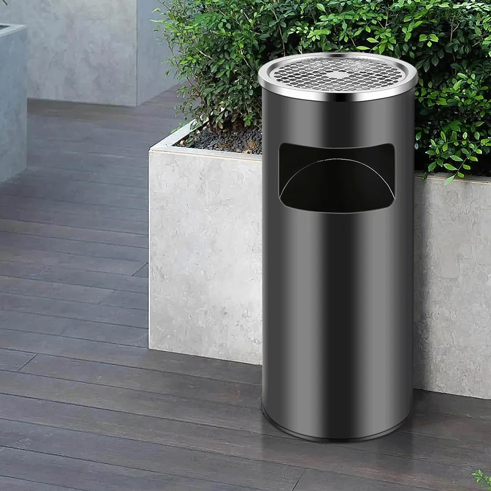 Posacenere da 30 l in acciaio inox per esterni con secchio interno