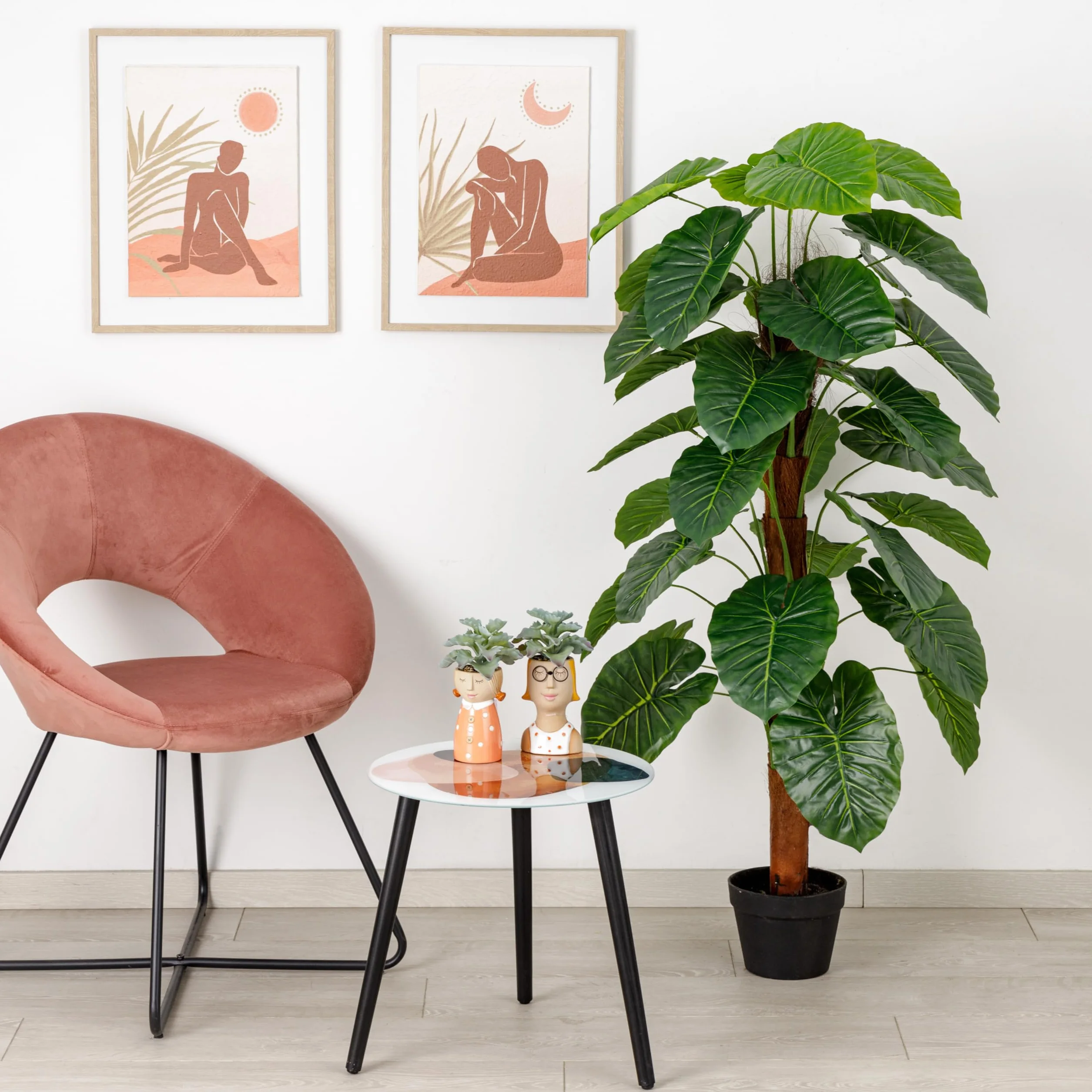 Baroni Home Pianta Artificiale Alocasia Finta 130 cm per Interno ed Esterno