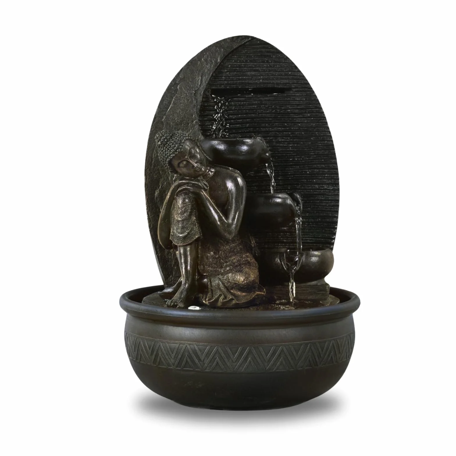 Zen'Light - Fontana Buddha Grace, in resina/bronzo, 26 x 26 x 40 cm