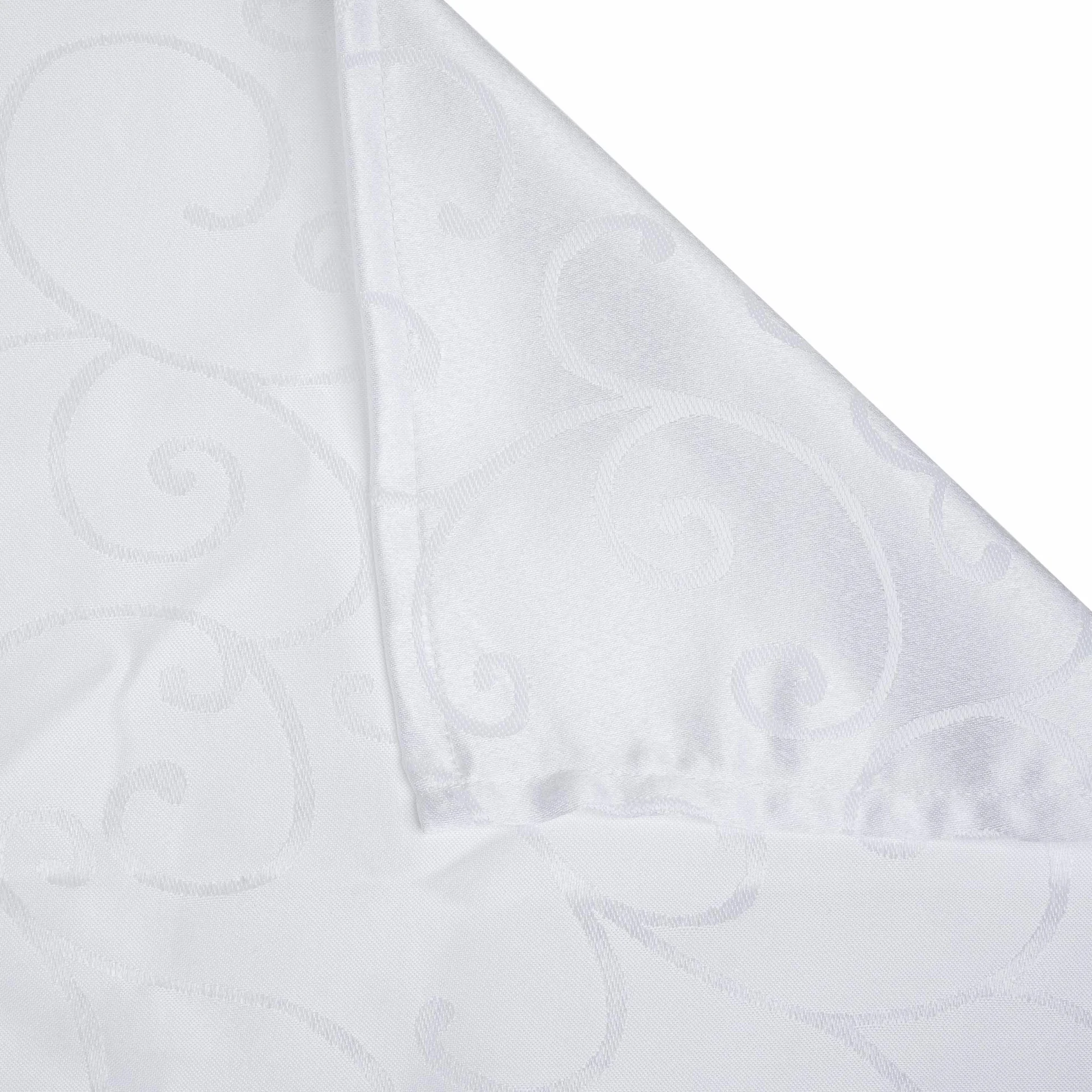WedDecor 10 tovaglie rotonde damascate con motivo a spirale con rami, in poliestere e lino, tovaglia da pranzo per ristorante, 330 cm, bianco