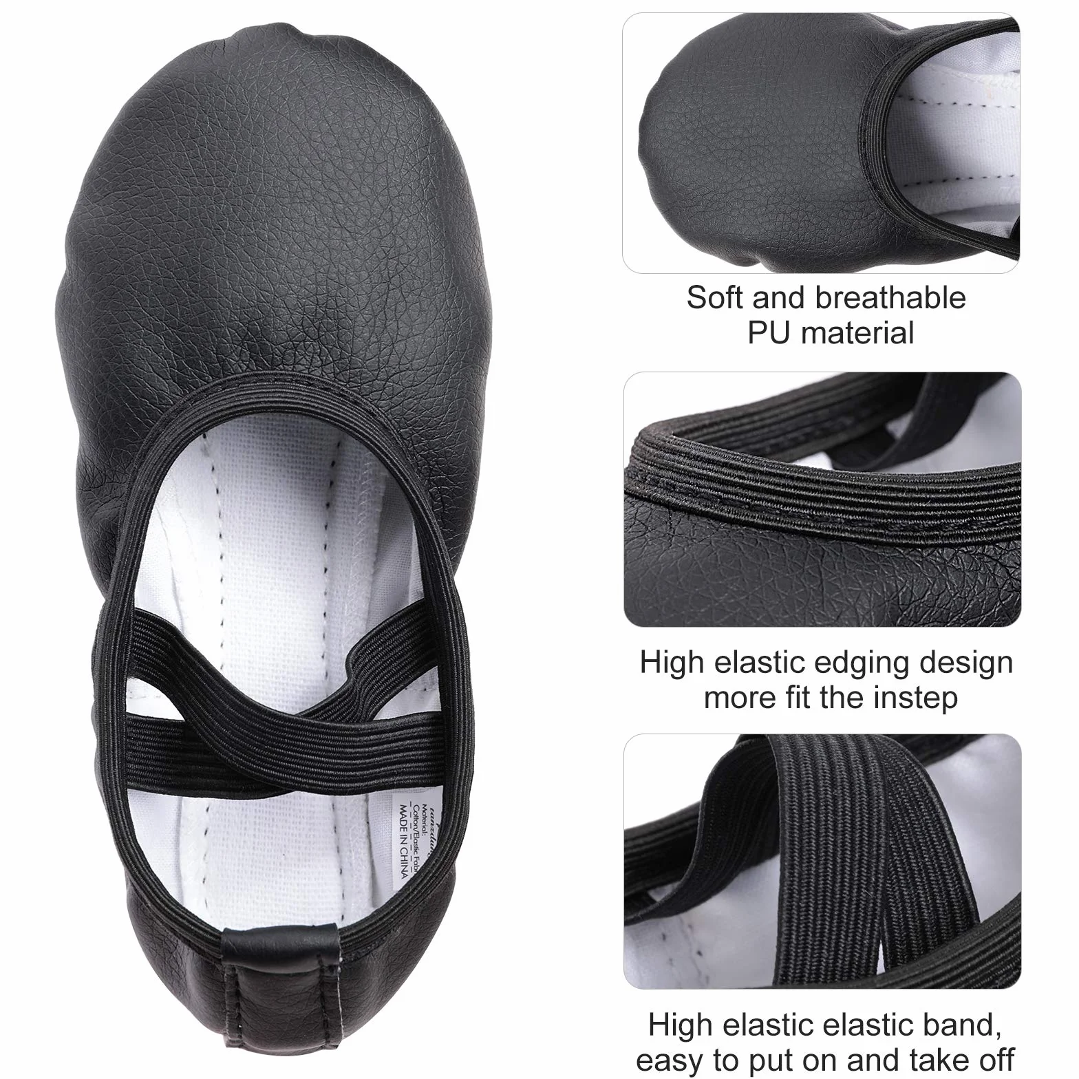 Scarpe da Danza in Pelle Classica Ballerina Suola Intera Cuoio per Bambina Ragazze Donna
