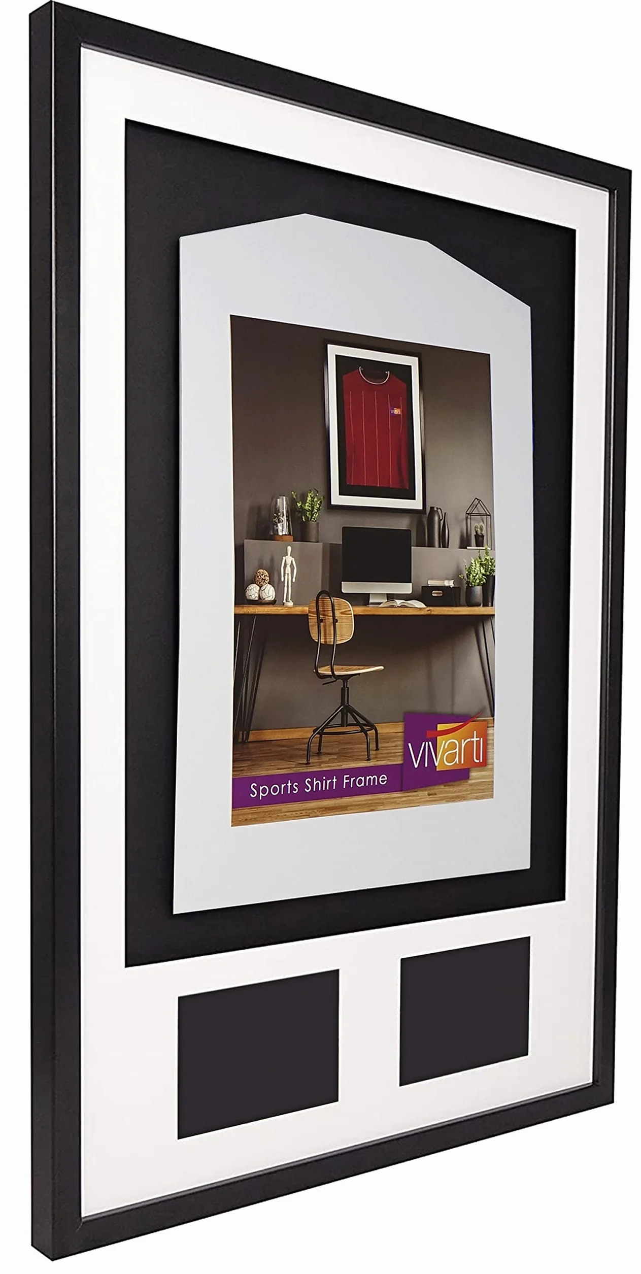 Vivarti fai da solo Adulto 3D montato - Doppia apertura Sport Camicia Display Telaio 61 x 91.5cm - Telaio nero, Monte bianco, Nero Backing Card