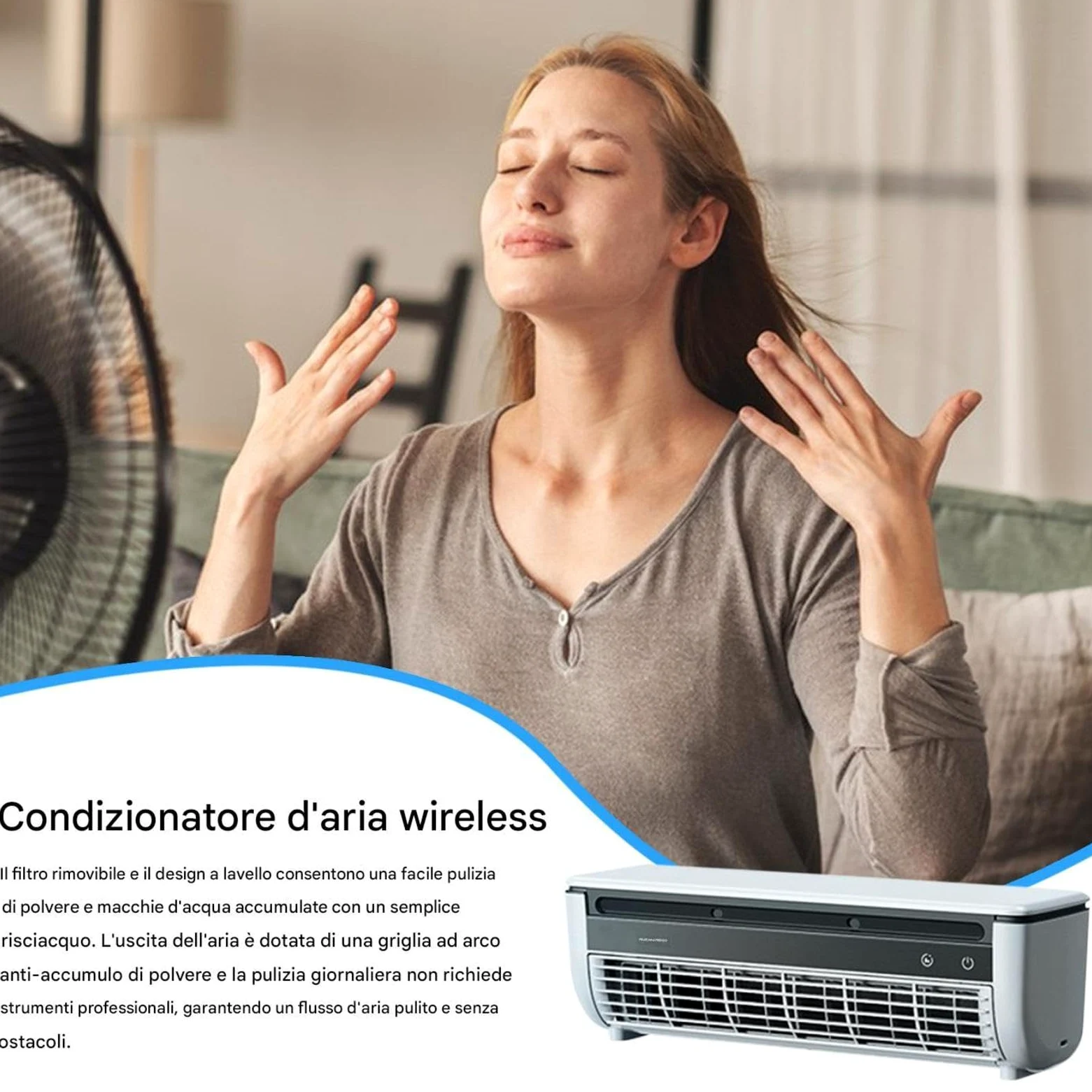 Generico Portatile Condizionatore A Parete, Senza Unità Esterna | Climatizzatore Con Telecomando, Condizionatore Senza Potente E Silenzioso