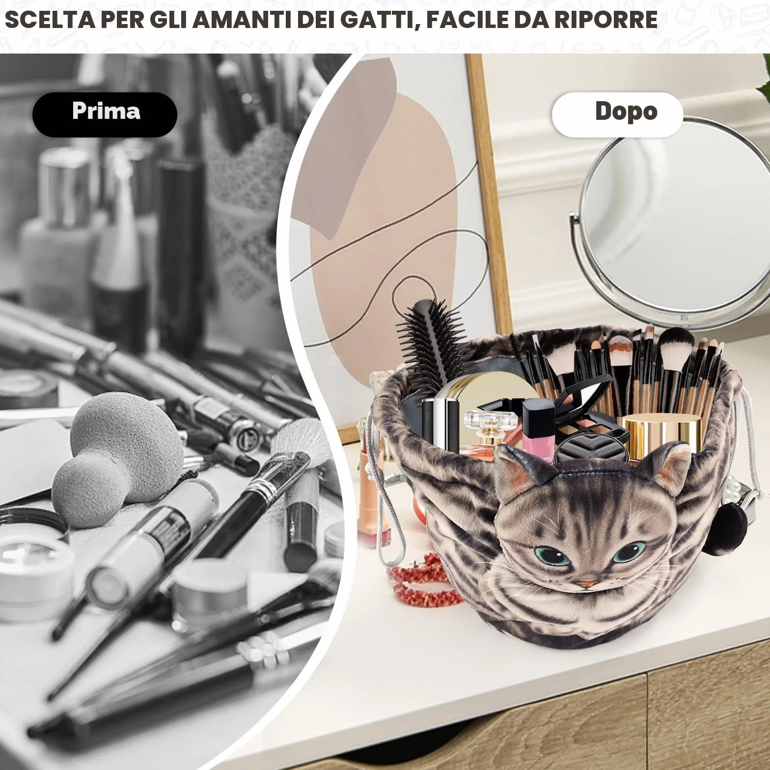 Trousse Trucchi Donna,Porta Trucchi Da Viaggio,Portatile Borsa Trucco,Beauty Bag,Borsa Cosmetica Con Coulisse,Idee Regalo Donna/Ragazza