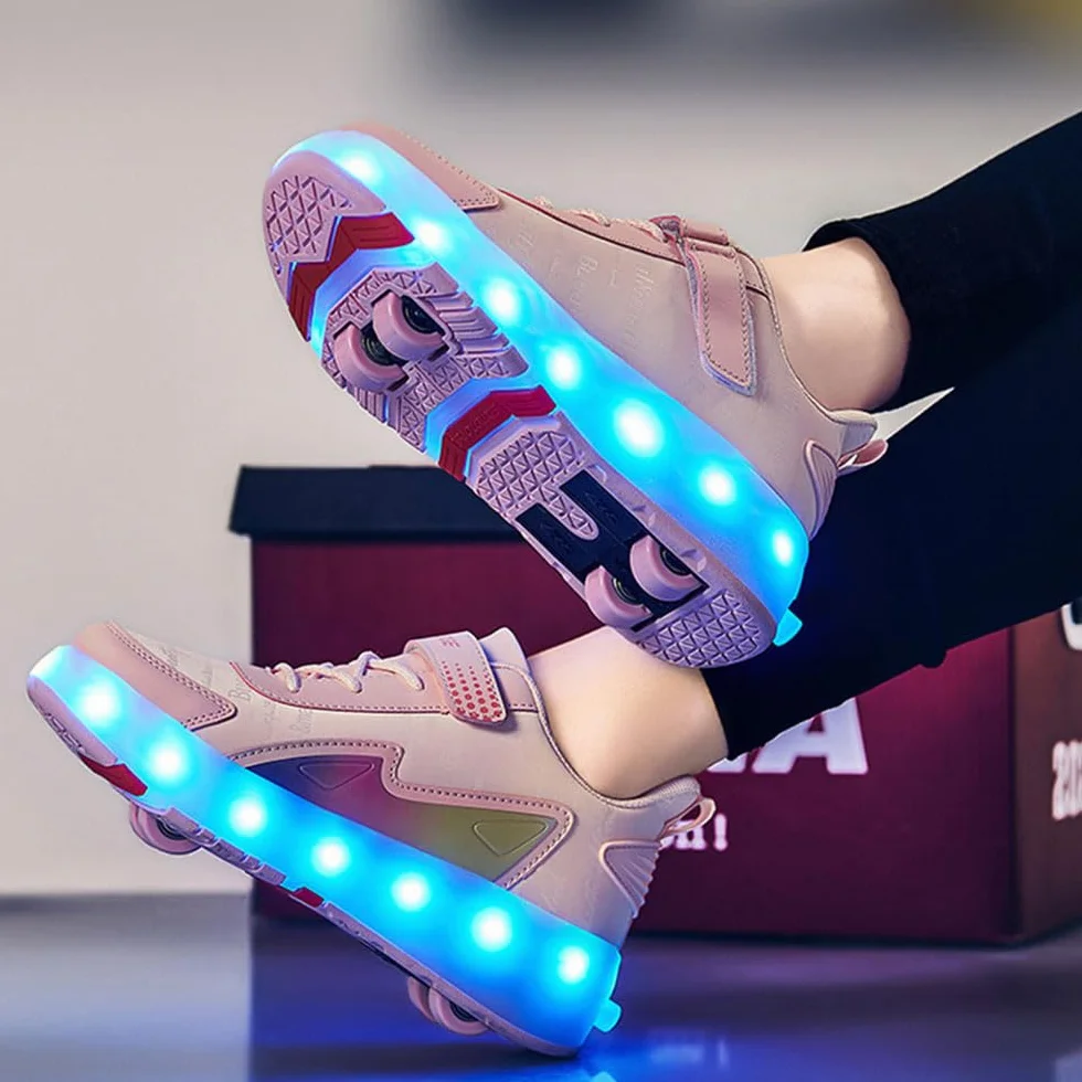 ENEN Scarpe con Rotelle Luce Bambina Bambini Sportive Scarpe da Skateboard 4 Ruote Sneakers Outdoor Multisport 27-43 EU
