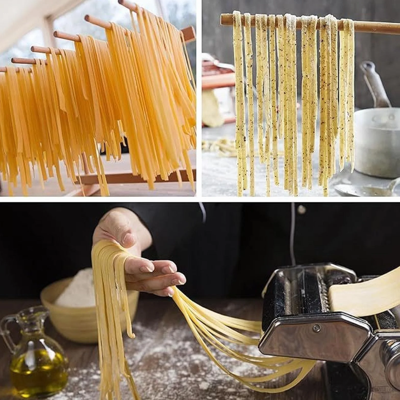 Stendipasta, 12 stanghe, Stendipasta in legno, porta pasta, supporto per la pasta per asciugare, asciugatore per spaghetti, supporto per la pasta salvaspazio riutilizzabile