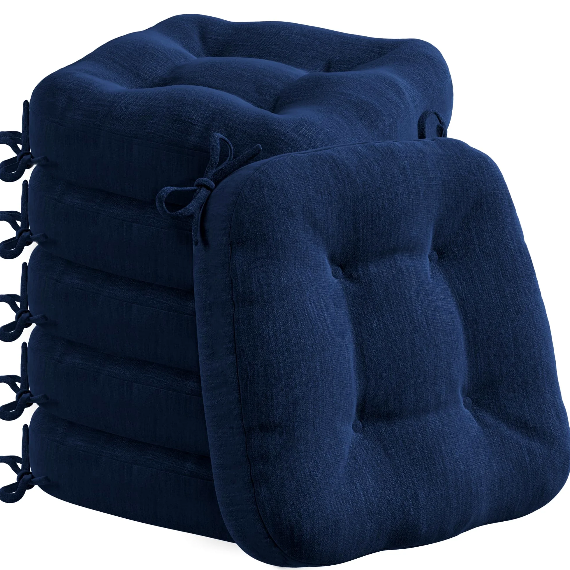 Codi Set di 6 cuscini per sedie da 40 x 40 x 8 cm, spessi, comodi cuscini per sedia con fodera resistente all'acqua, lavabili, antiscivolo, per sedie da esterno e giardino, colore blu navy