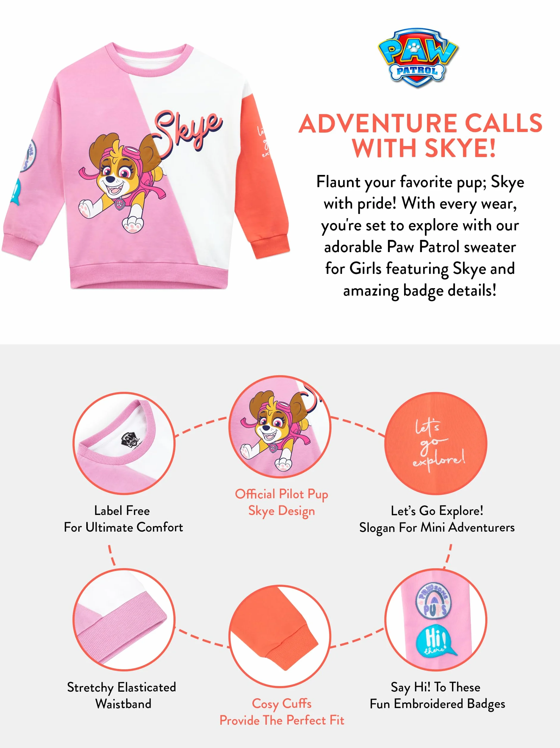 Paw Patrol Felpa Ragazze | Skye Maglione Ragazza | Felpe per Ragazze