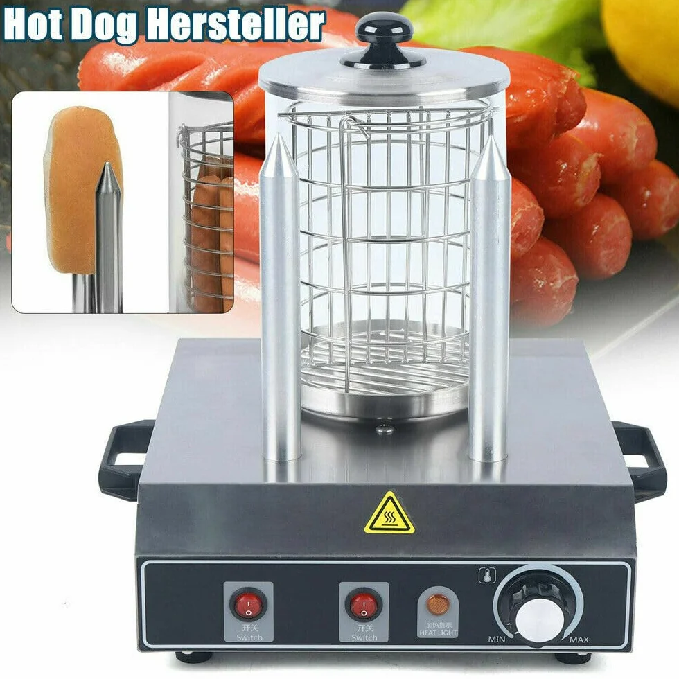 Riscaldatore Salsicce Elettrico Hot-Dog Macchina Professionale Con 2 Spiedini Riscaldanti Ristorante Per Salsicce Panini Elettrodomestici