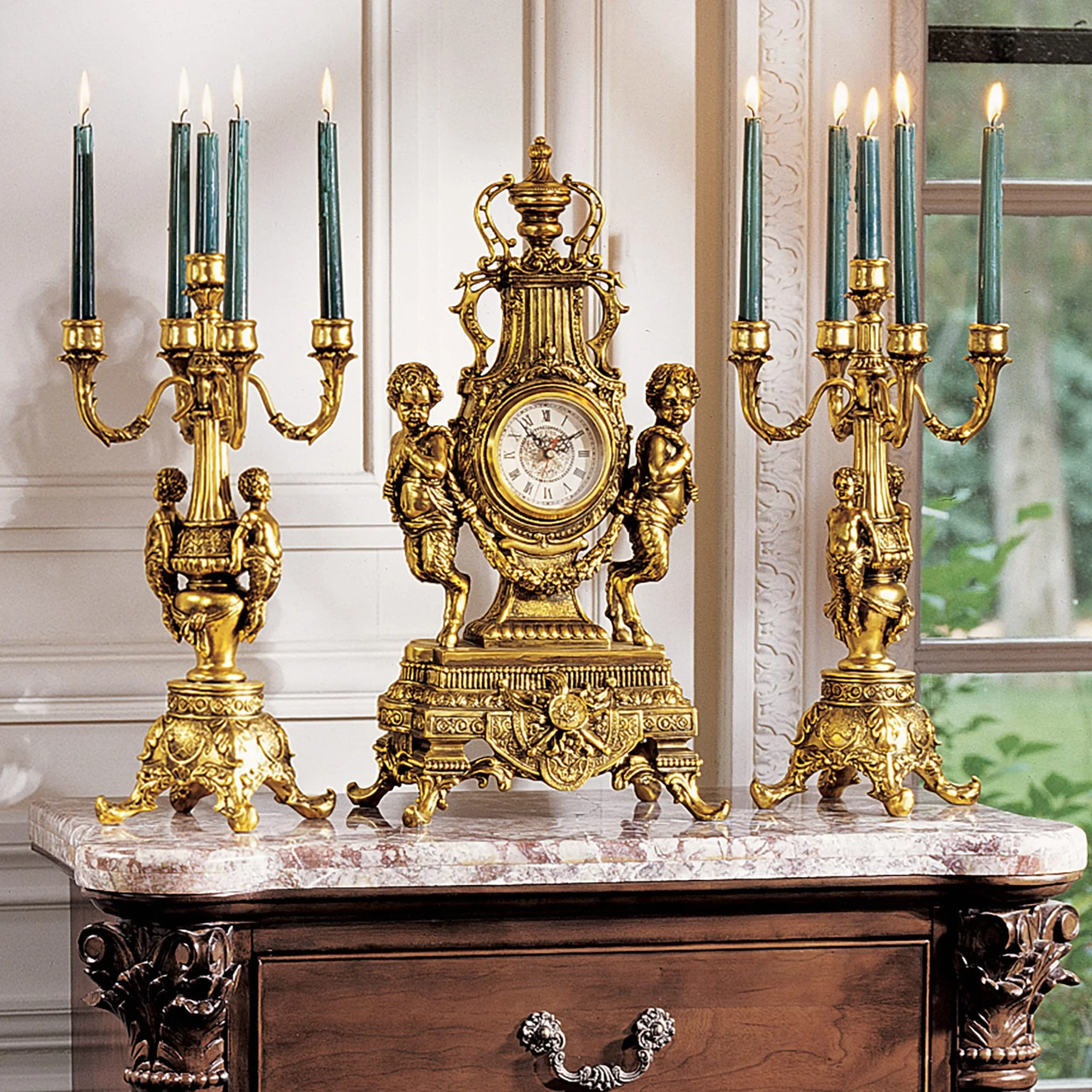 Design Toscano KY026 Orologio Grande Château Beaumont, Oro