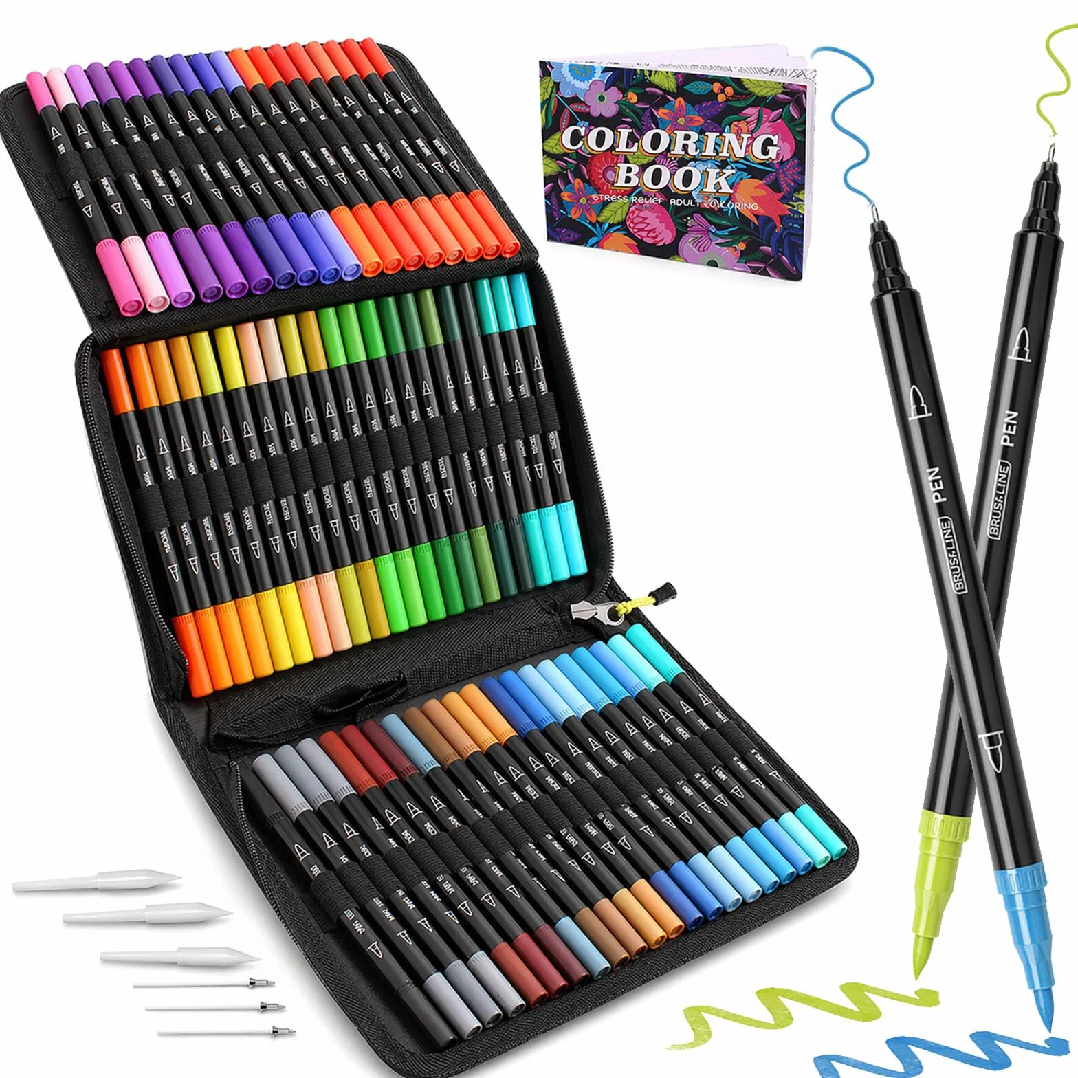 Laconile 72 Pennarelli Punta Fine Doppia Punta per Artisti Lettering Disegno