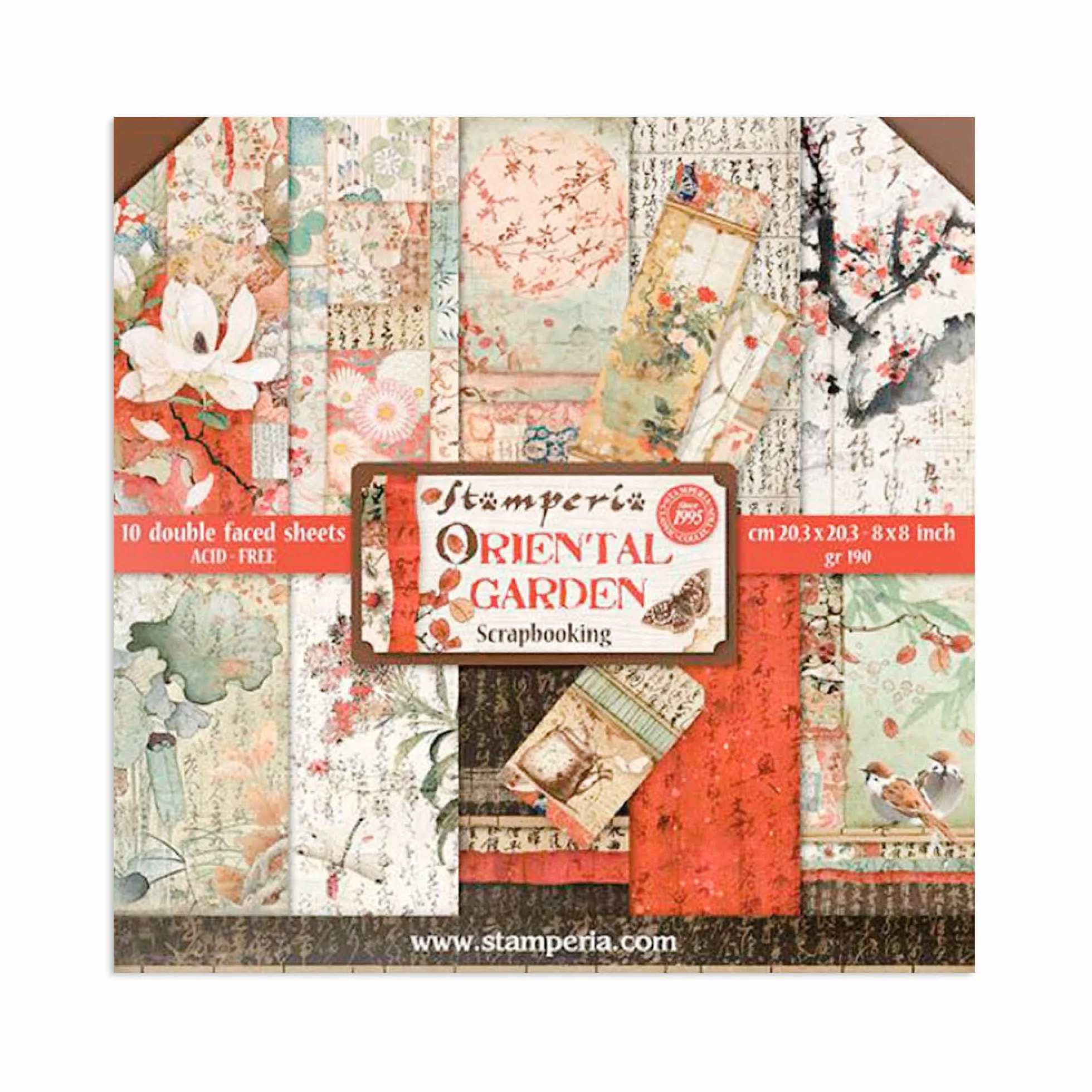 Stamperia Papierblock doppelseitig 20.3 x 20.3 cm Oriental Garden 10 Blätter