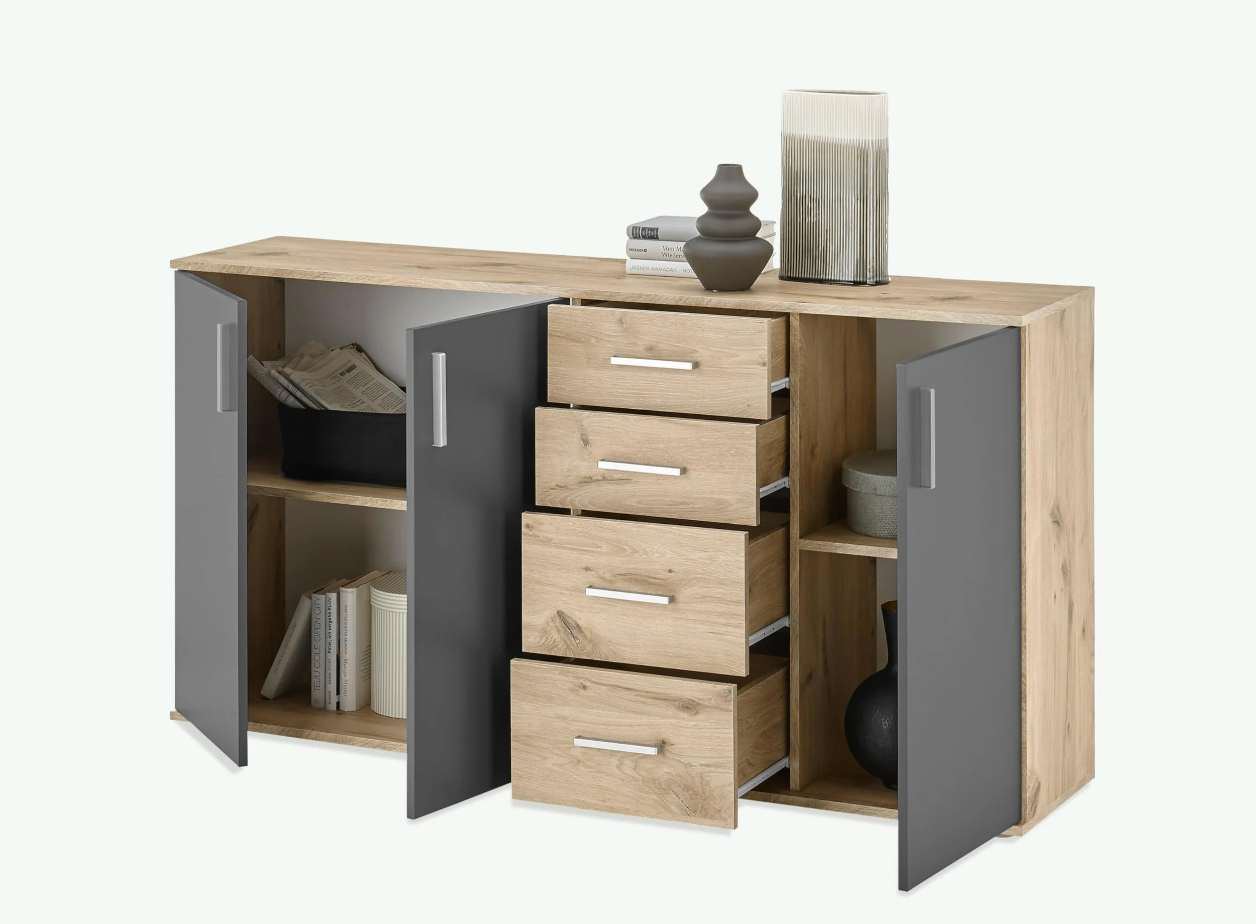 AVANTI TRENDSTORE Bea - Cassettiera/comó in Legno Laminato nella misura 160x84x35 cm, disponibile in diversi colori. Perfetto per soggiorni, ingressi o camere da letto