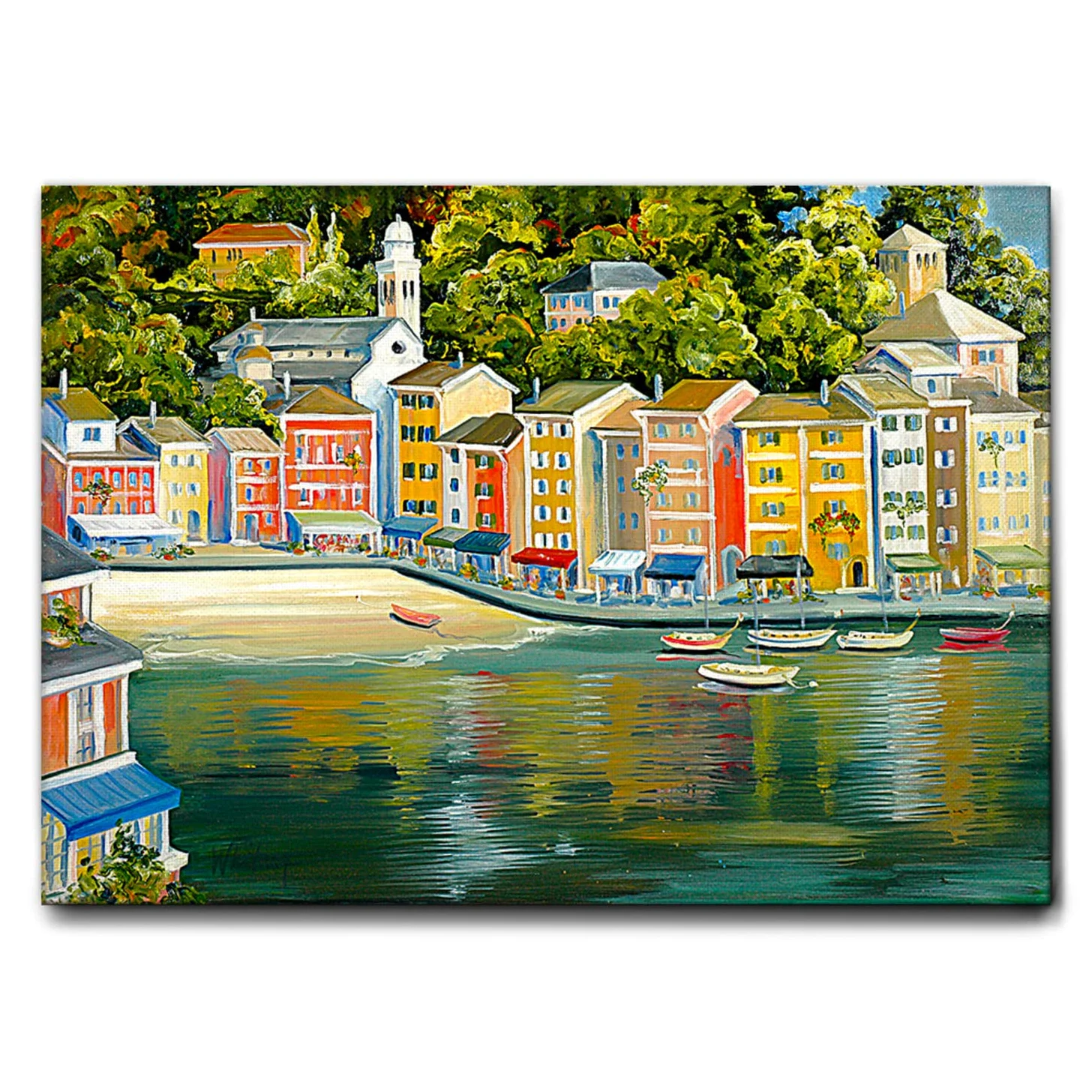 Giallobus - Quadro - Tisha Whitney - Portofino - Tela Canvas Telaio Standard - 140x100 - Pronto da Appendere - Quadri Moderni per la casa