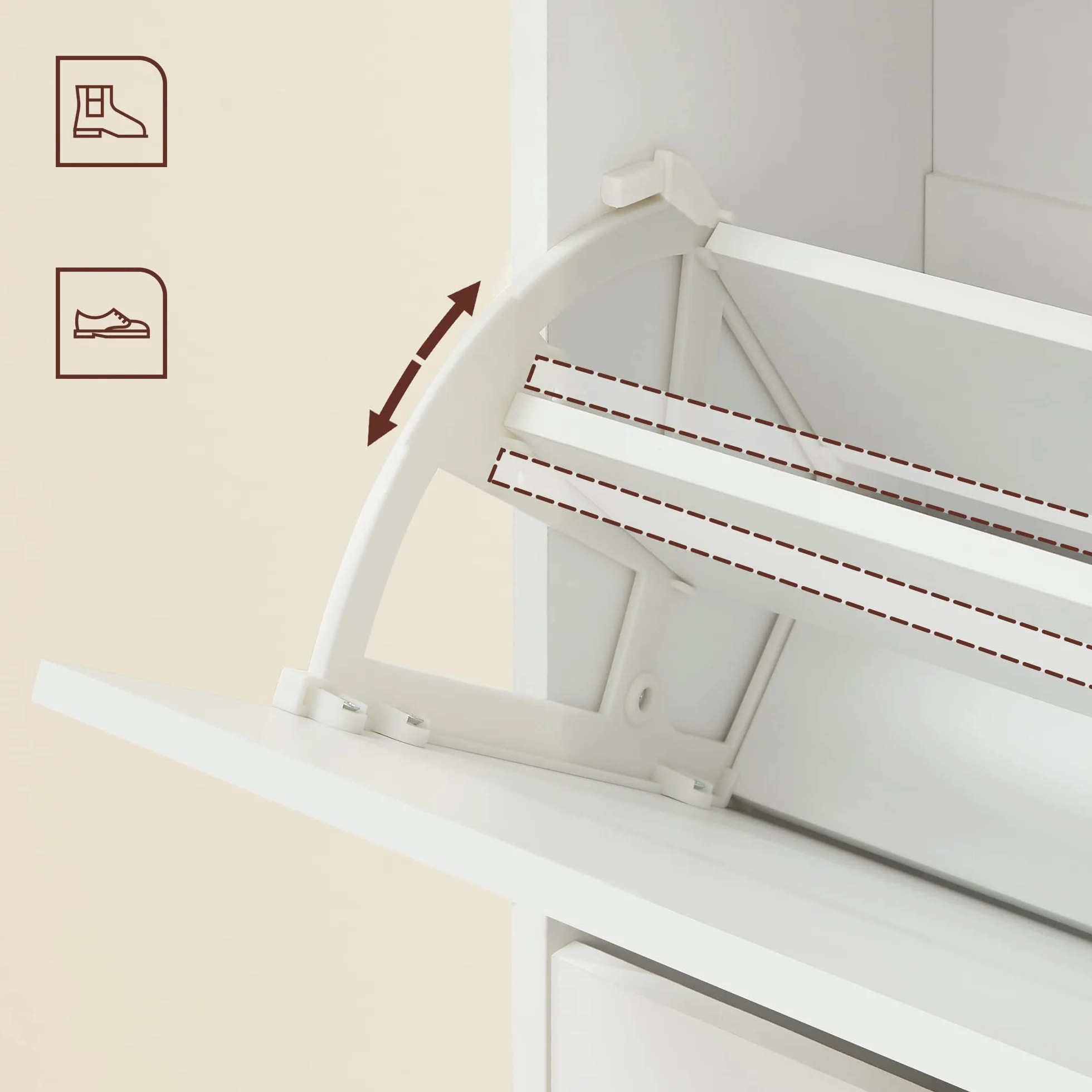 VASAGLE Scarpiera 3 Piani Portascarpe Bianco 60x24x120 cm LBC03WT