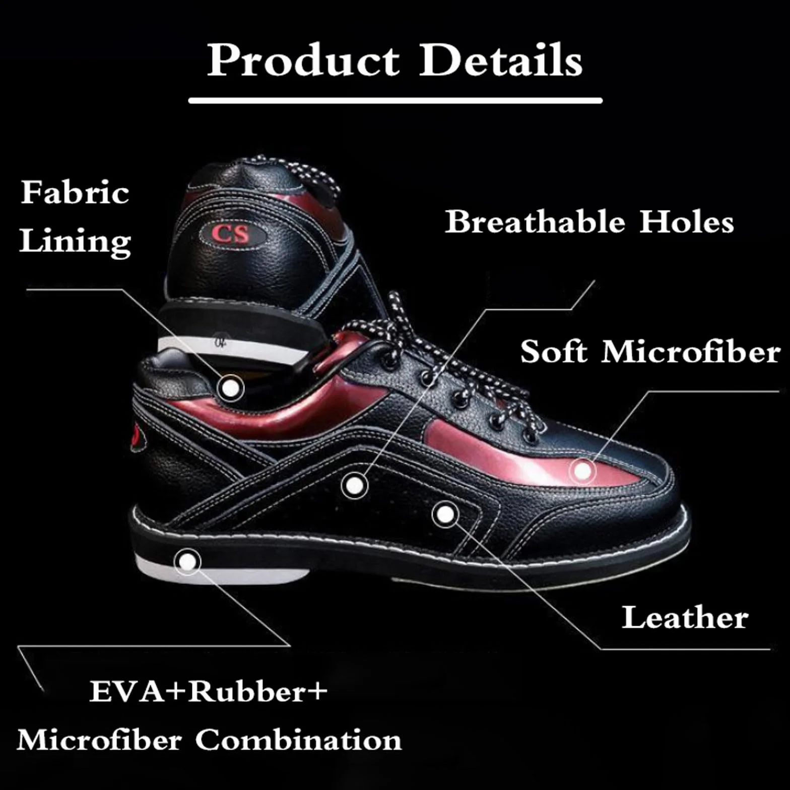 Scarpe da Bowling Antiscivolo Uomo Nero Traspiranti Leggere per Destrimani