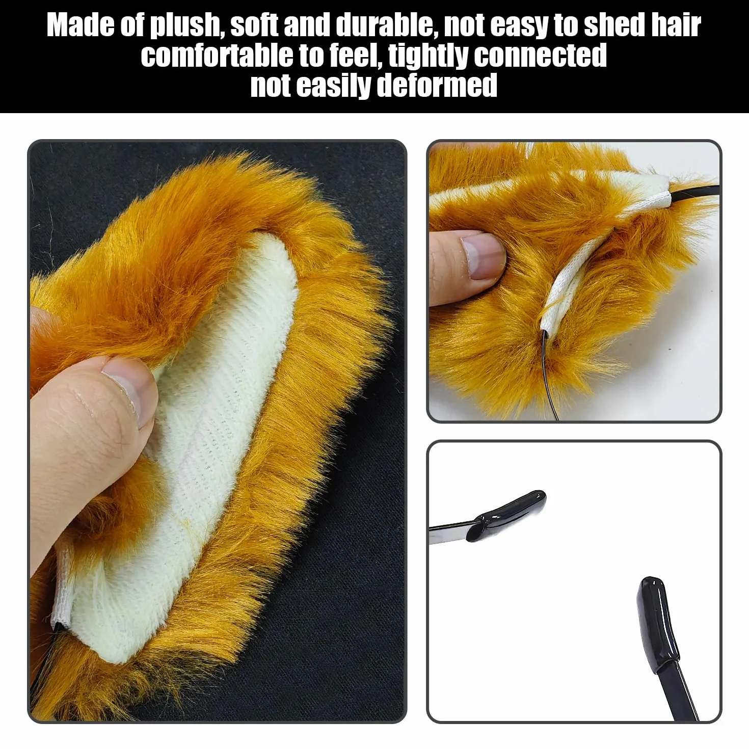 Fasce per Orecchie del Gatto in Peluche 2 Pezzi, Accessori Gioco di Ruolo per Animali