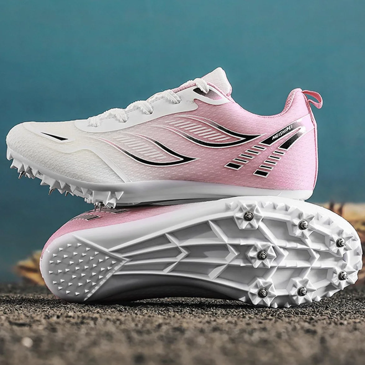Scarpe da Atletica Leggera 7 Chiodi Donna Salto in Lungo Traspirante Antiscivolo