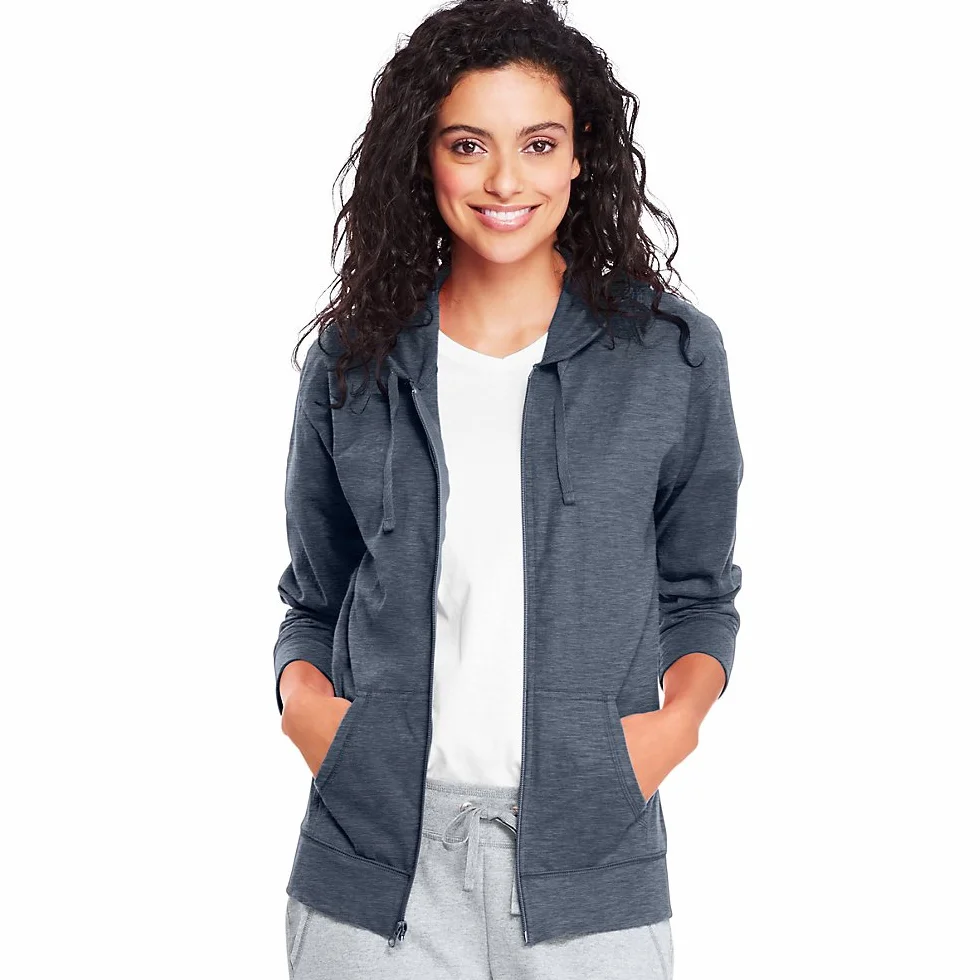 Hanes Slub Knit Full-Zip Hoodie, Textured Cotton Zip-up T-Shirt Hoodie for Women Felpa con Cappuccio in Jersey Fiammato Donna (Pacco da 1)