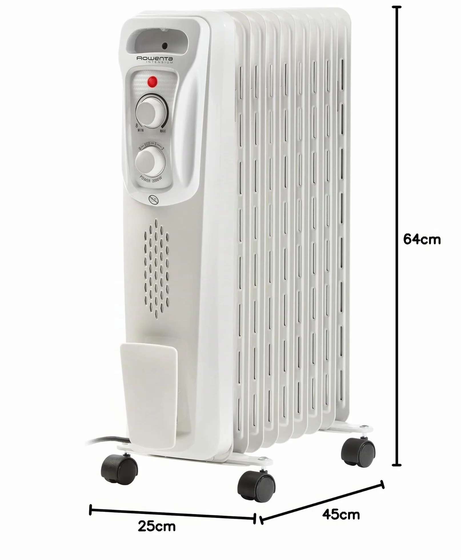 Rowenta BU2620 Intensium Radiatore ad Olio per Il Bagno, 3 Livelli di Riscaldamento, per Superfici Fino a 25 m², 2000 W