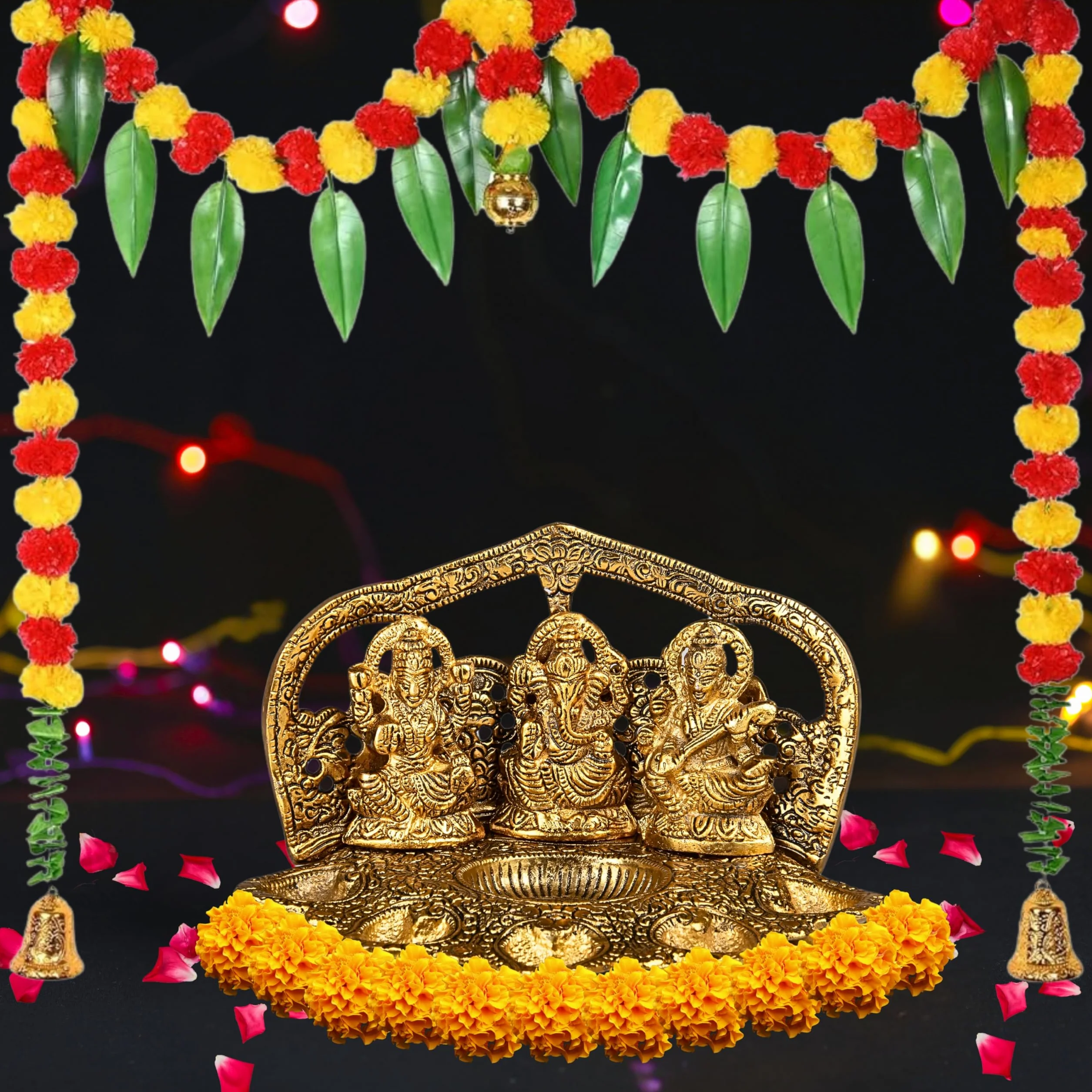 Wonder Care Lampada Diya Lakshmi Ganesha Saraswati per Pooja e decorazione della casa, decorazioni per Diwali, Diya tradizionale per Diwali, lampada Diya per Pooja