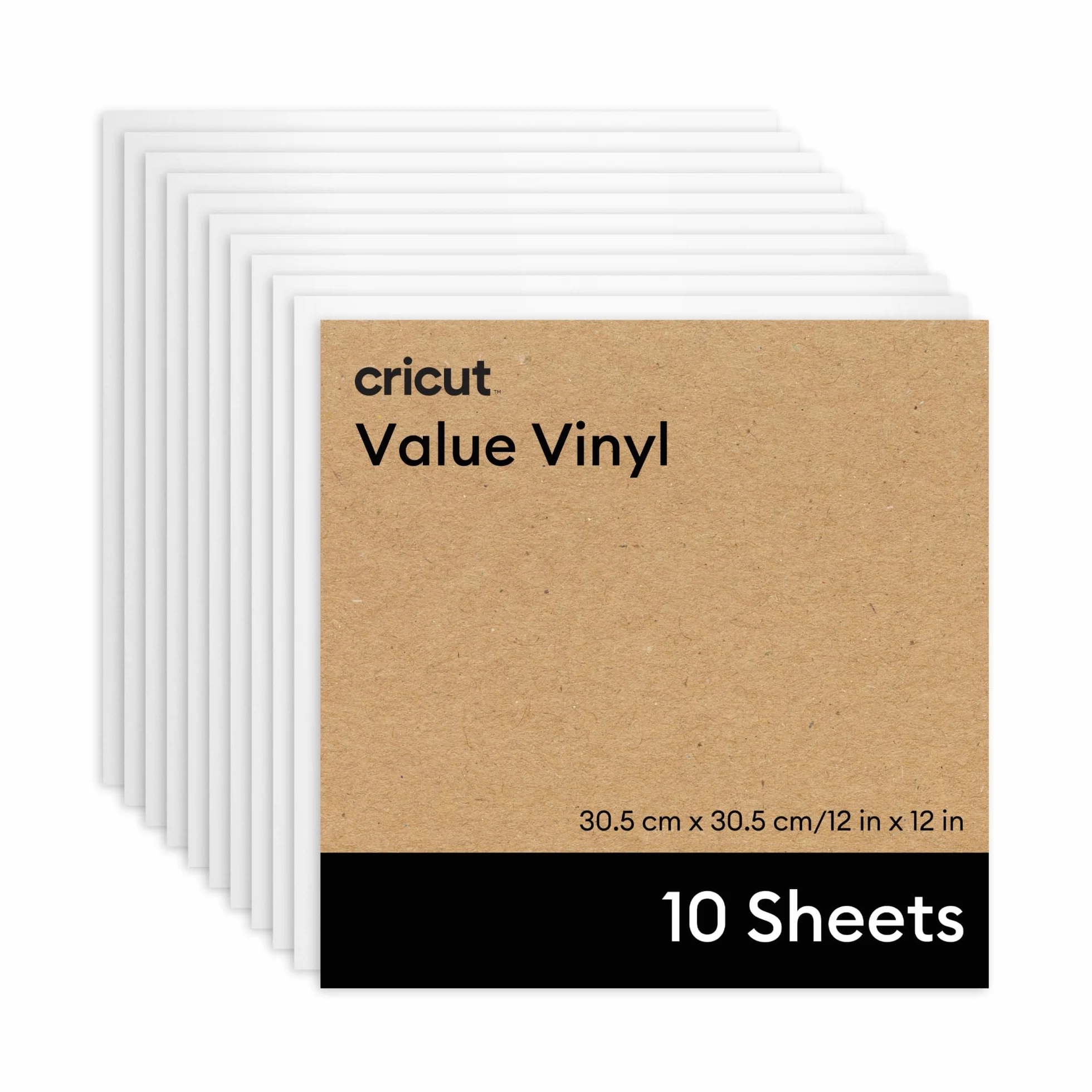 Cricut Vinile Permanente Autoadesivo 30,5 x 30,5 cm Bianco 10 fogli per Macchine da Taglio