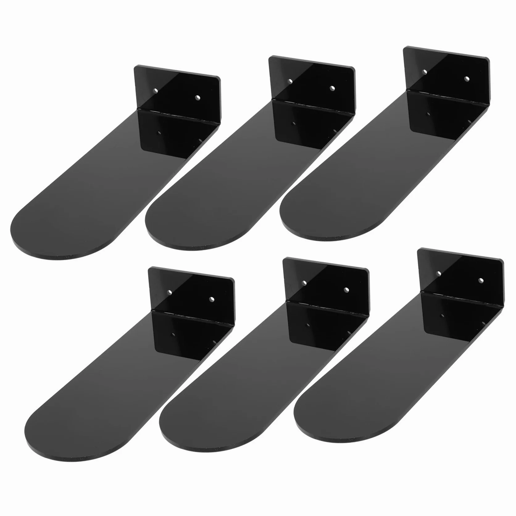 SHINEOFI Set da 6 Mensole Fluttuanti per Scarpe in Acrilico Nero Montaggio a Muro e Bordi Arrotondati, Espositore Raffinato per Scarpe Collezione e Attività Fisica