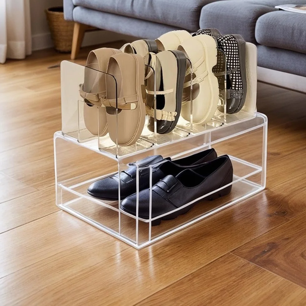 Scarpiera trasparente acrilica 4 sezioni organizer scarpe bambini